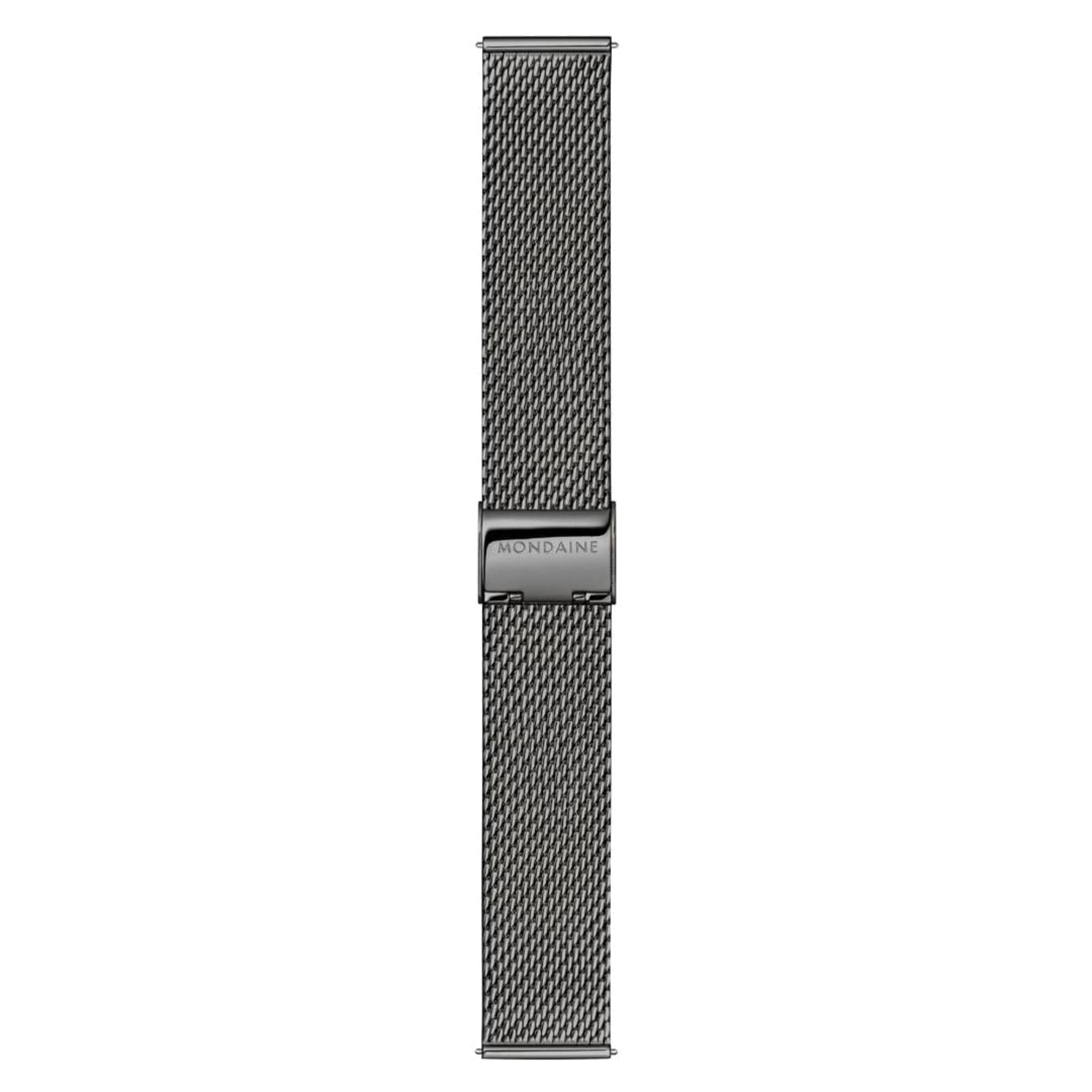 Mondaine Doppio Quartz Black Dial Steel Strap Men's Watch MLE.41220.SM