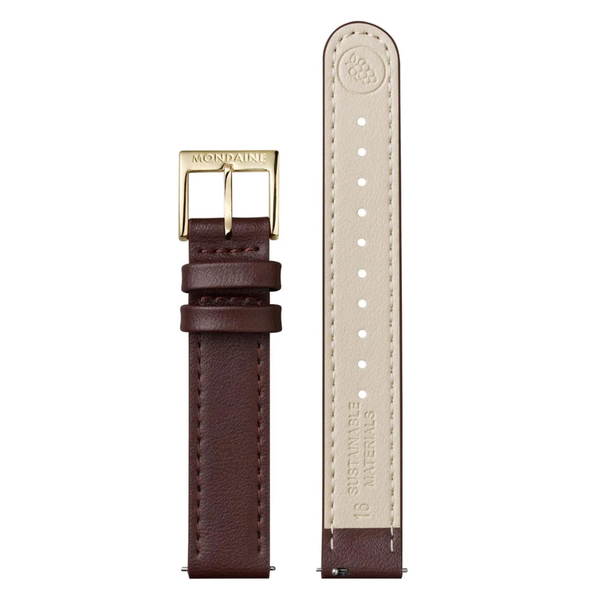 Mondaine Doppio Quartz Off-White Dial Leather Strap Women's Watch MLE.33110.LGV
