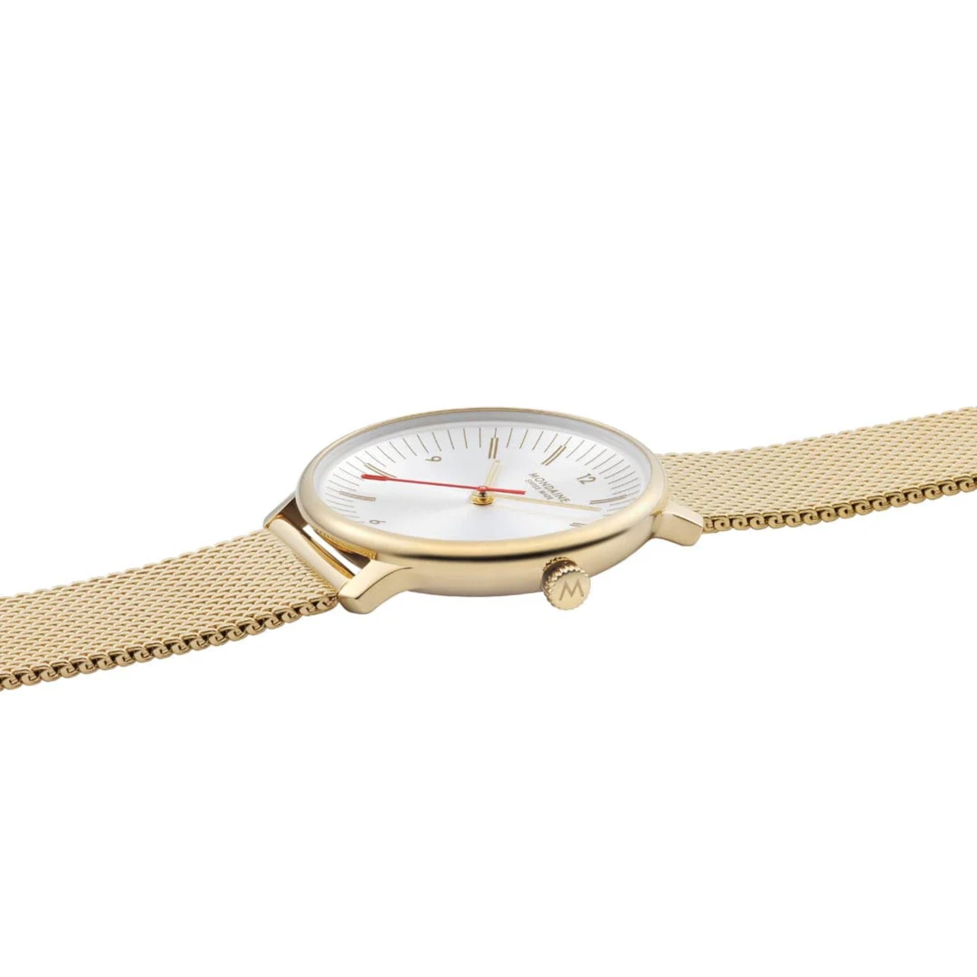 Mondaine Doppio Quartz Off-White Dial Steel Strap Women's Watch MLE.33111.SM