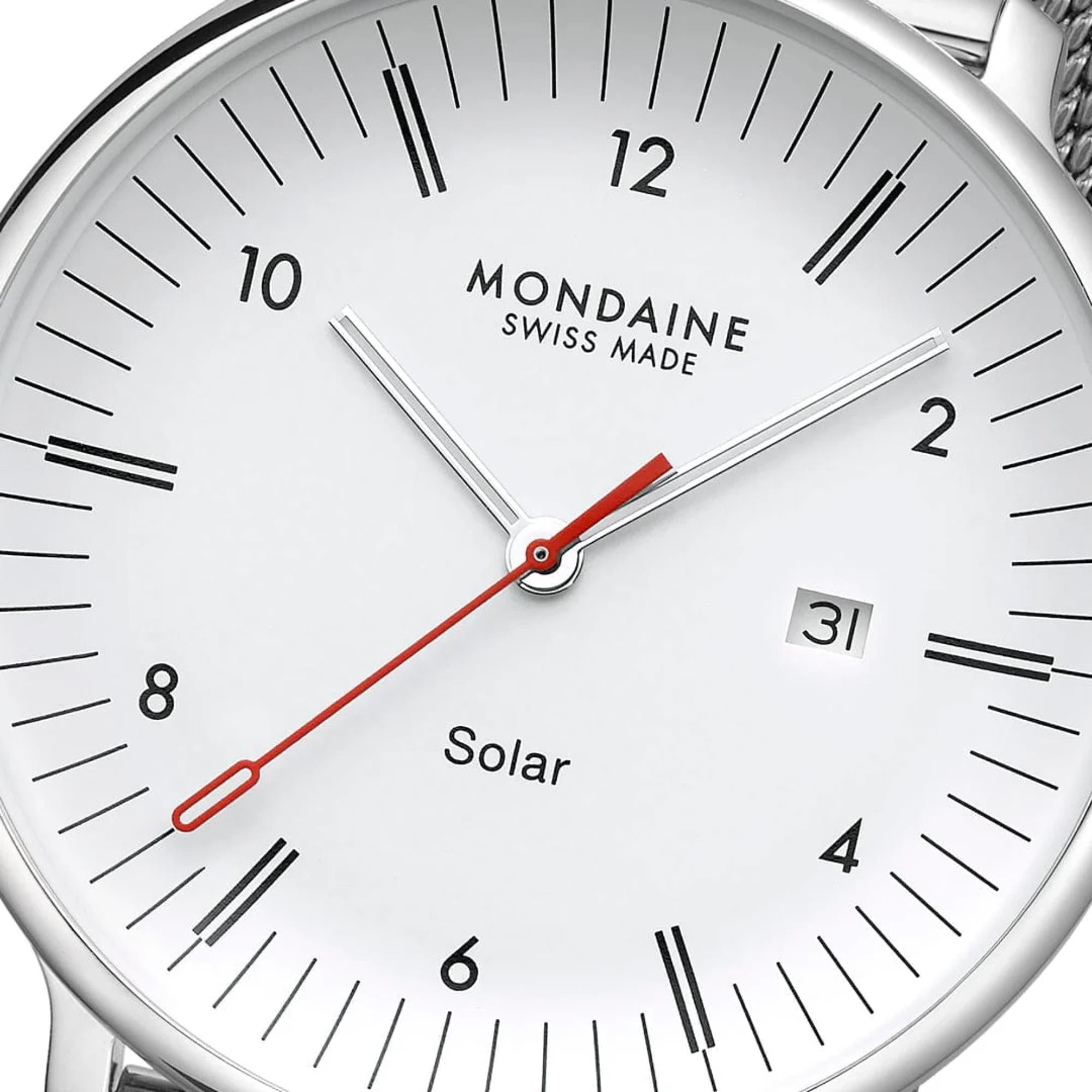 Mondaine Doppio Solar White Dial Steel Strap Men's Watch MLE.41910.SM