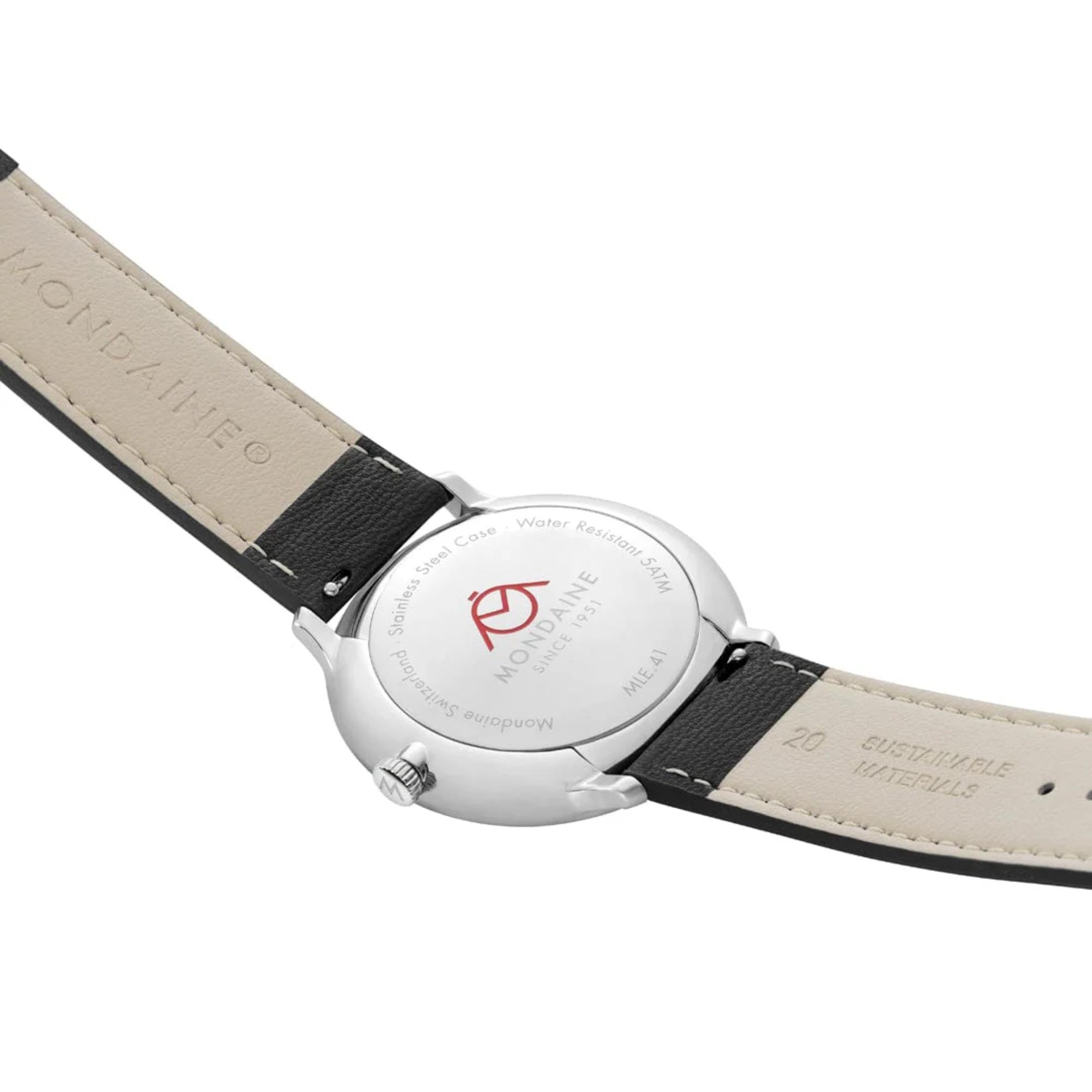 Mondaine Doppio Solar White Dial Leather Strap Men's Watch MLE.41910.LBV