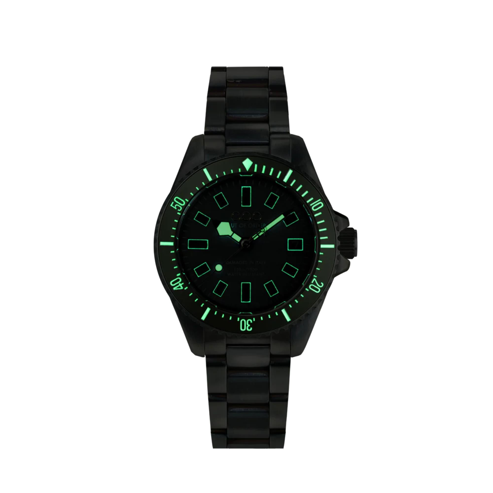 Out of Order Casanova 38 Mother of Pearl Quartz Green Dial Steel Strap Unisex Watch OOO.001-38.VE