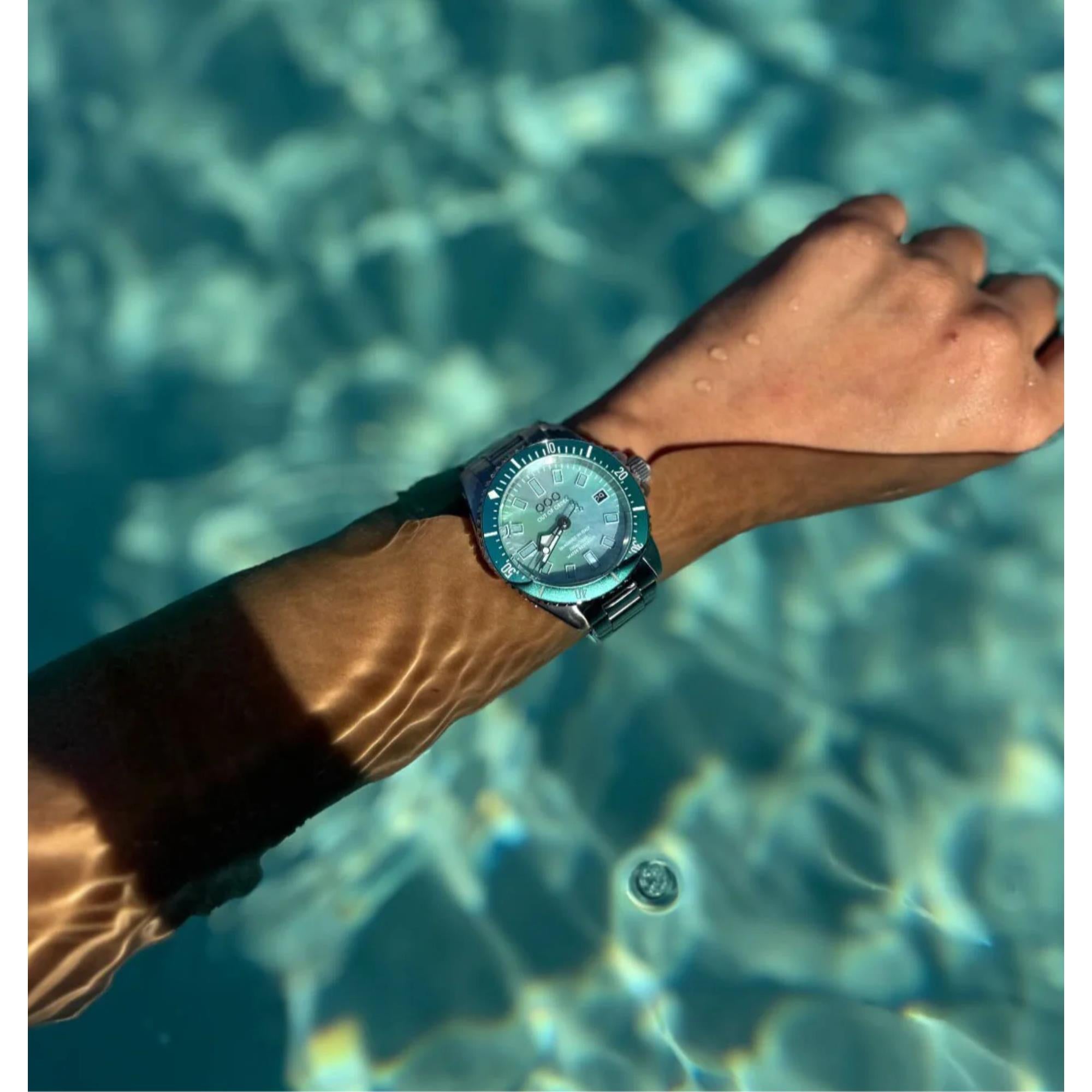 Out of Order Casanova 38 Mother of Pearl Quartz Turquoise Dial Steel Strap Unisex Watch OOO.001-38.AZ