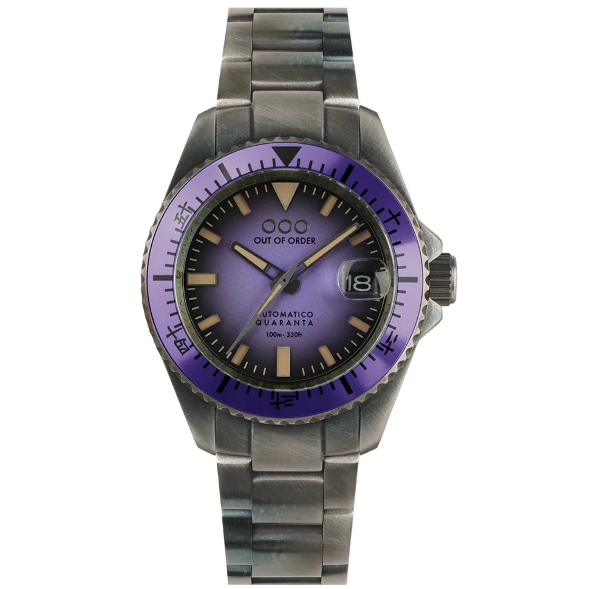 Out of Order Automatico Quaranta Ultra Distressed Automatic Indigo Dial Steel Strap Unisex Watch OOO.001-21.LI