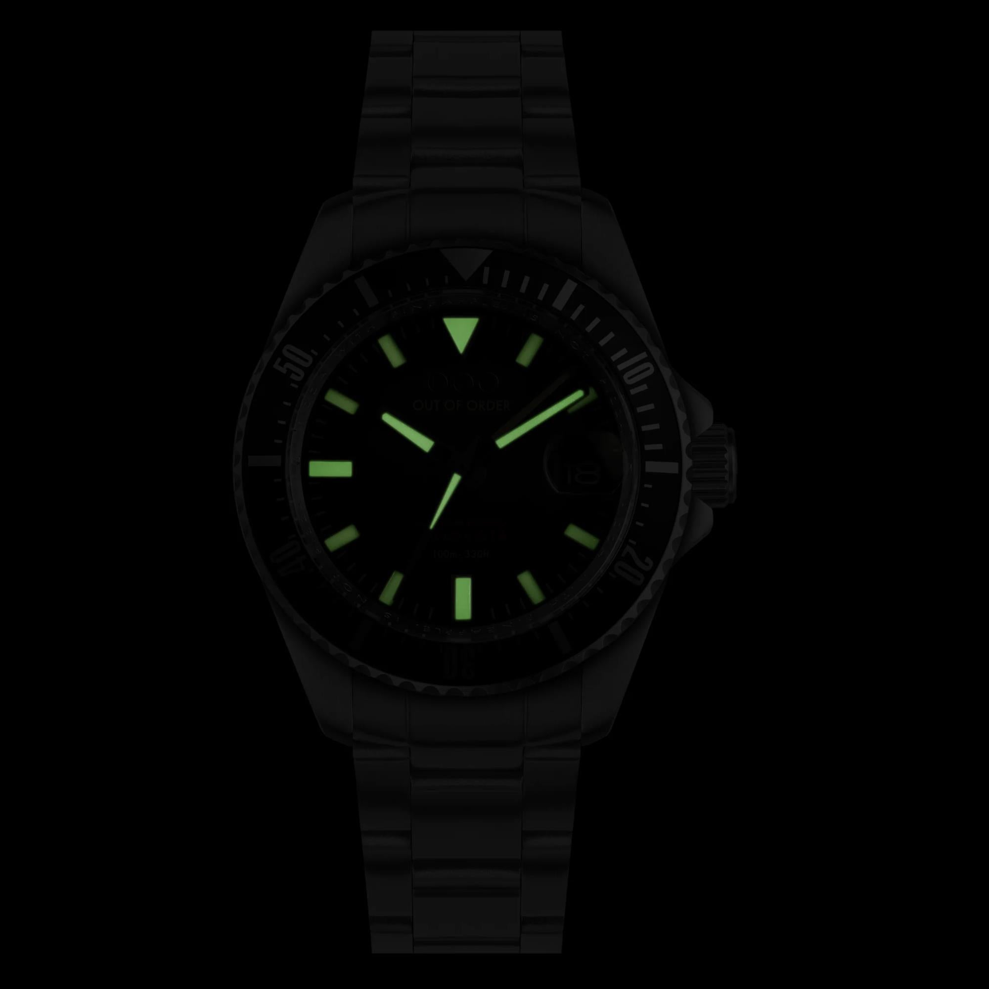 Out of Order Automatico Quaranta Ultra Distressed Automatic Black Dial Steel Strap Men's Watch OOO.001-21.NE