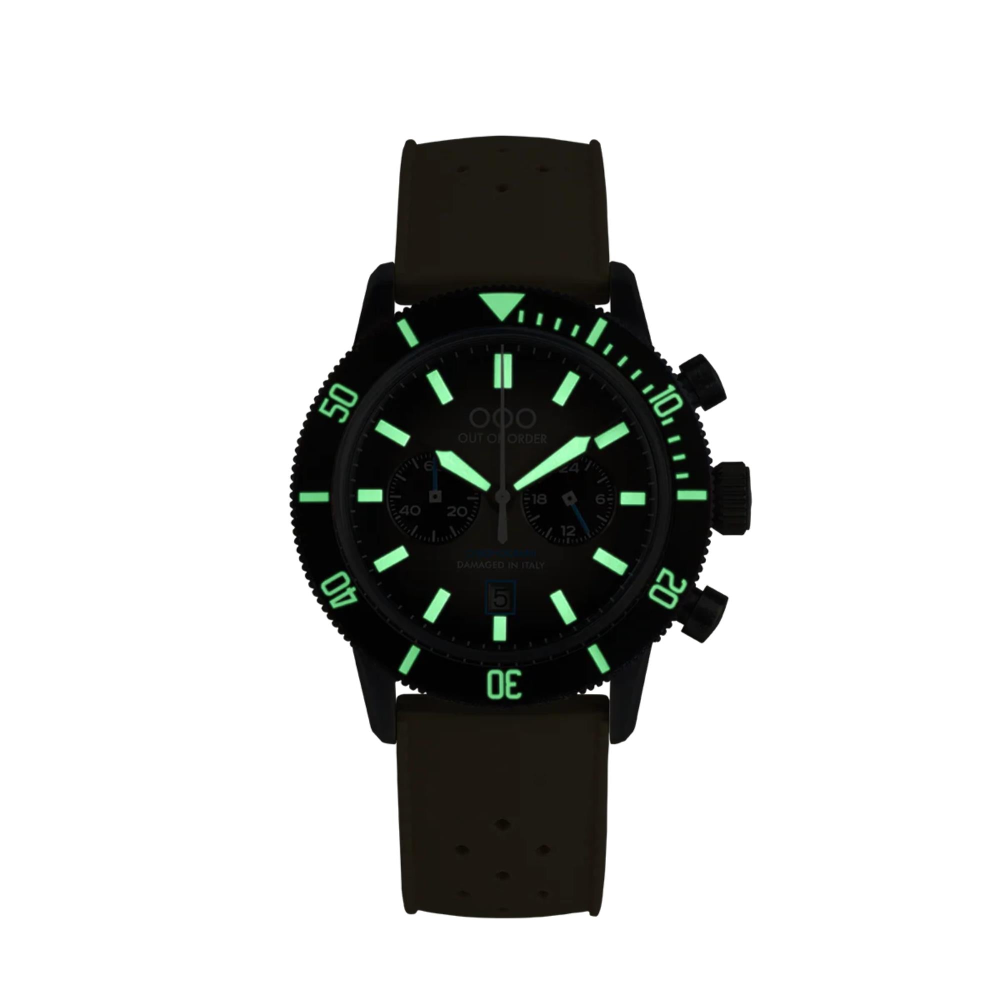 Out of Order Pilot Cronografo Quartz Brown Dial Leather Strap Men's Watch OOO.001-28.GR
