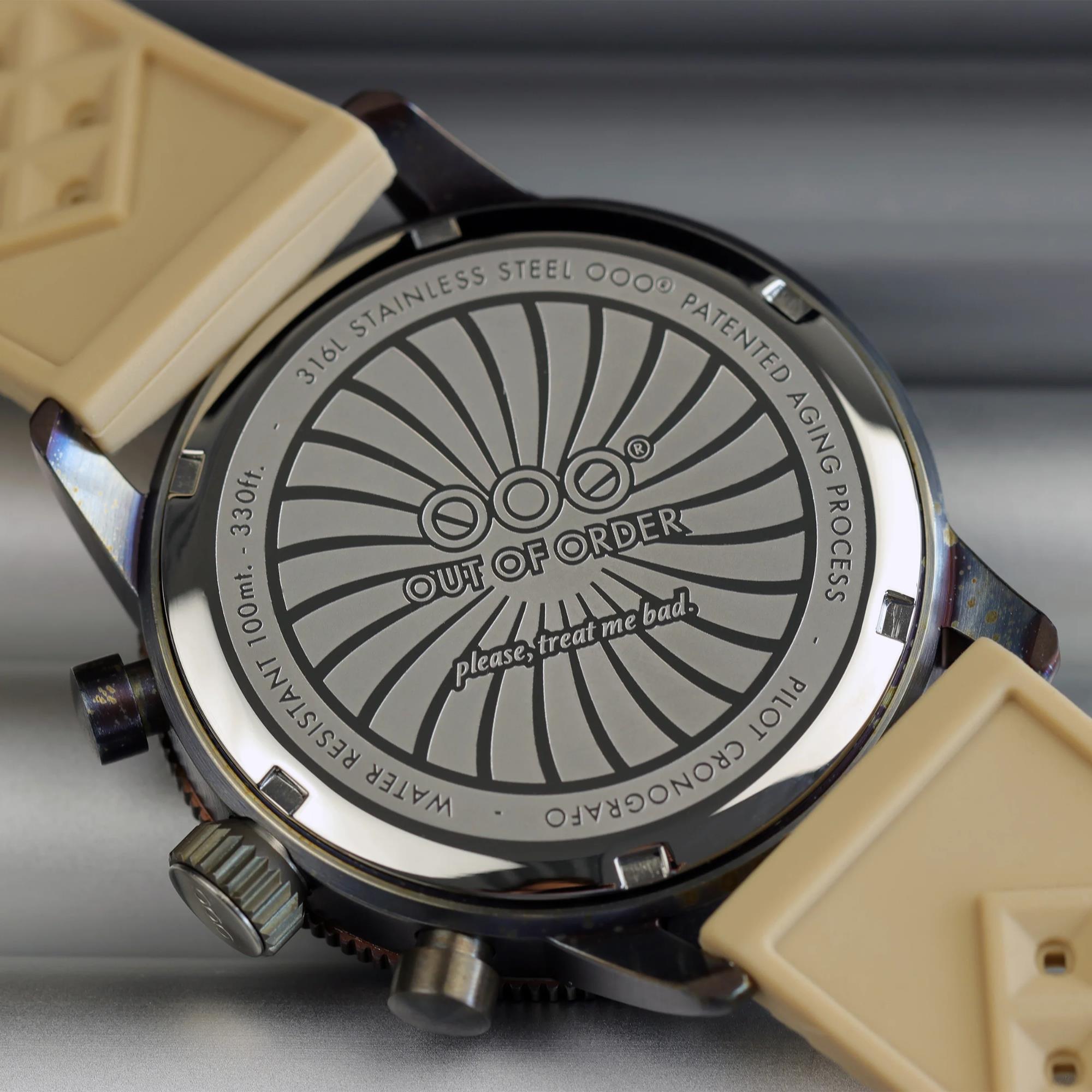 Out of Order Pilot Cronografo Quartz Brown Dial Leather Strap Men's Watch OOO.001-28.GR