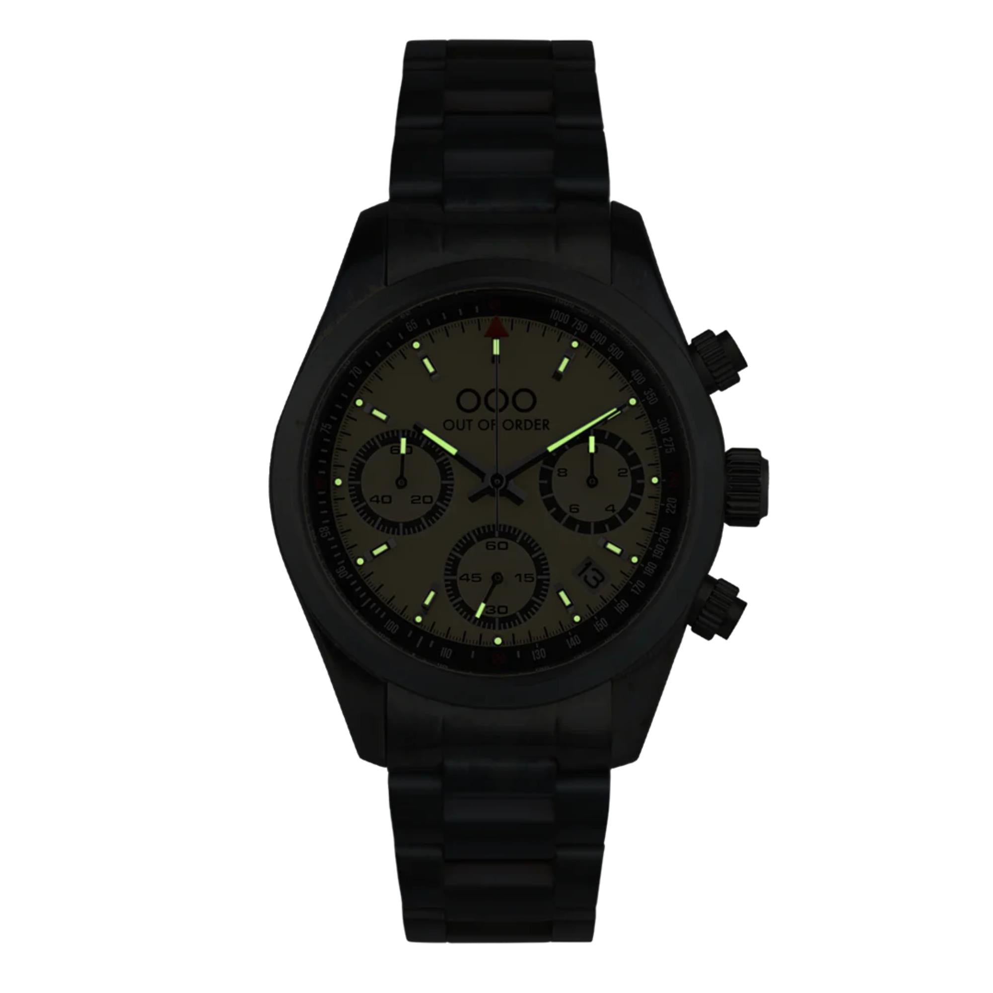 Out of Order Sporty Cronografo Quartz Cream Dial Steel Strap Men's Watch OOO.001-23.CR.AC