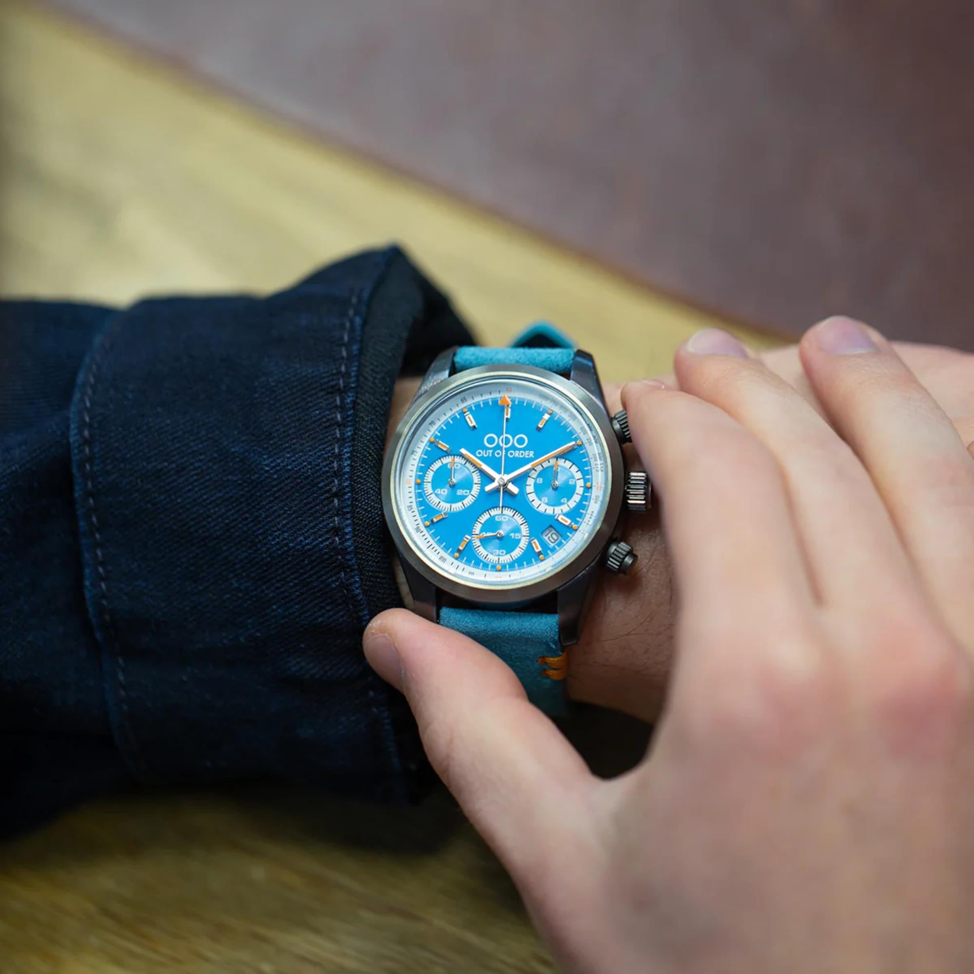 Out of Order Sporty Cronografo Quartz Blue Dial Steel Strap Men's Watch OOO.001-23.AZ.AZ
