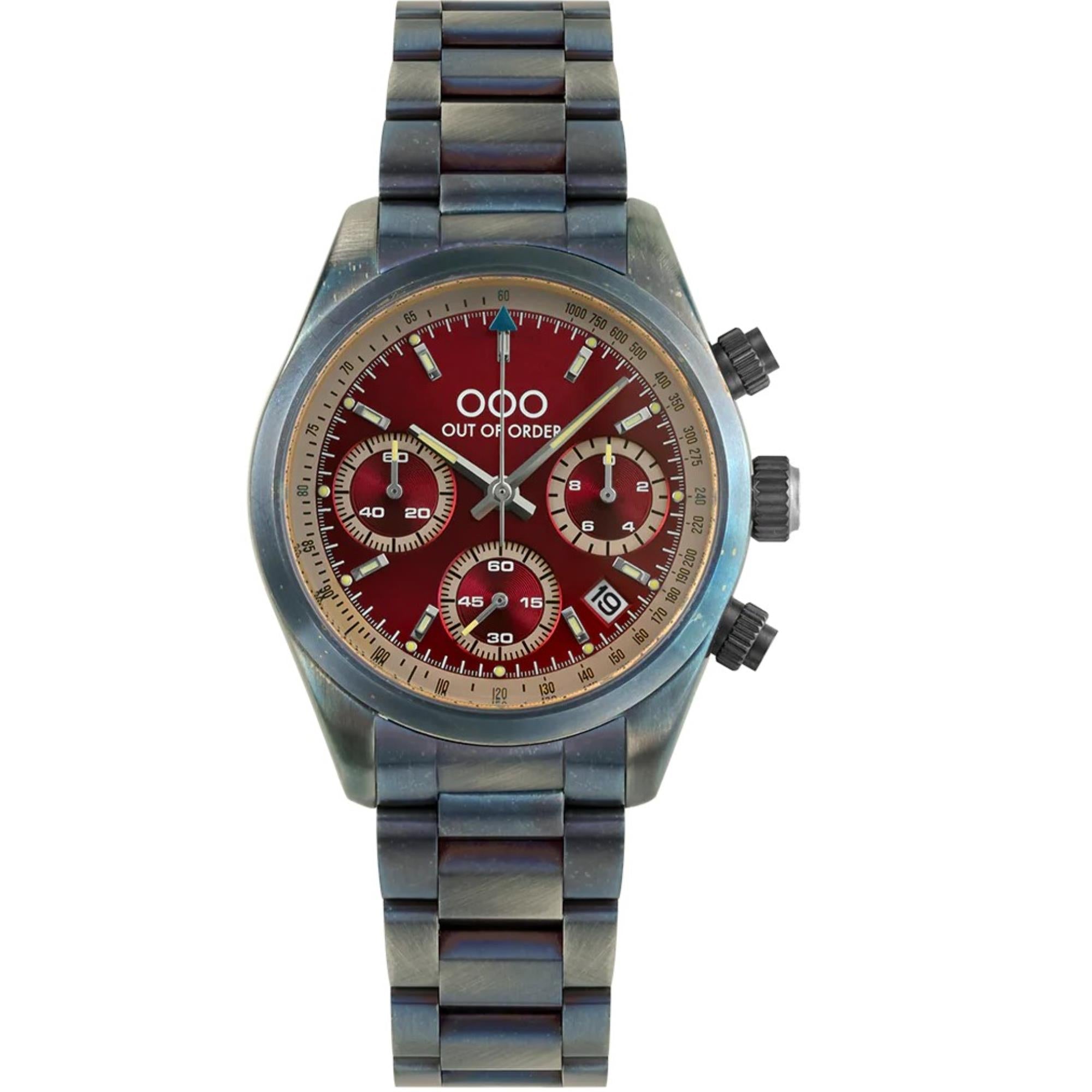 Out of Order Sporty Cronografo Quartz Red Dial  Steel Strap Men's Watch OOO.001-23.RO.AC