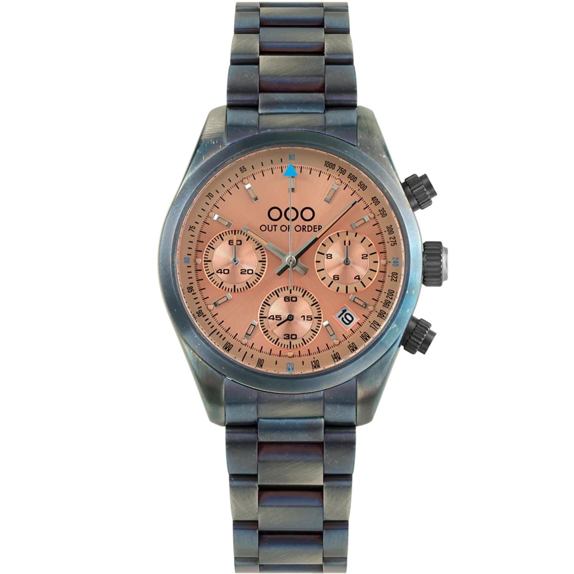 Out of Order Sporty Cronografo Quartz Peach Dial Steel Strap Unisex Watch OOO.001-23.PE.AC