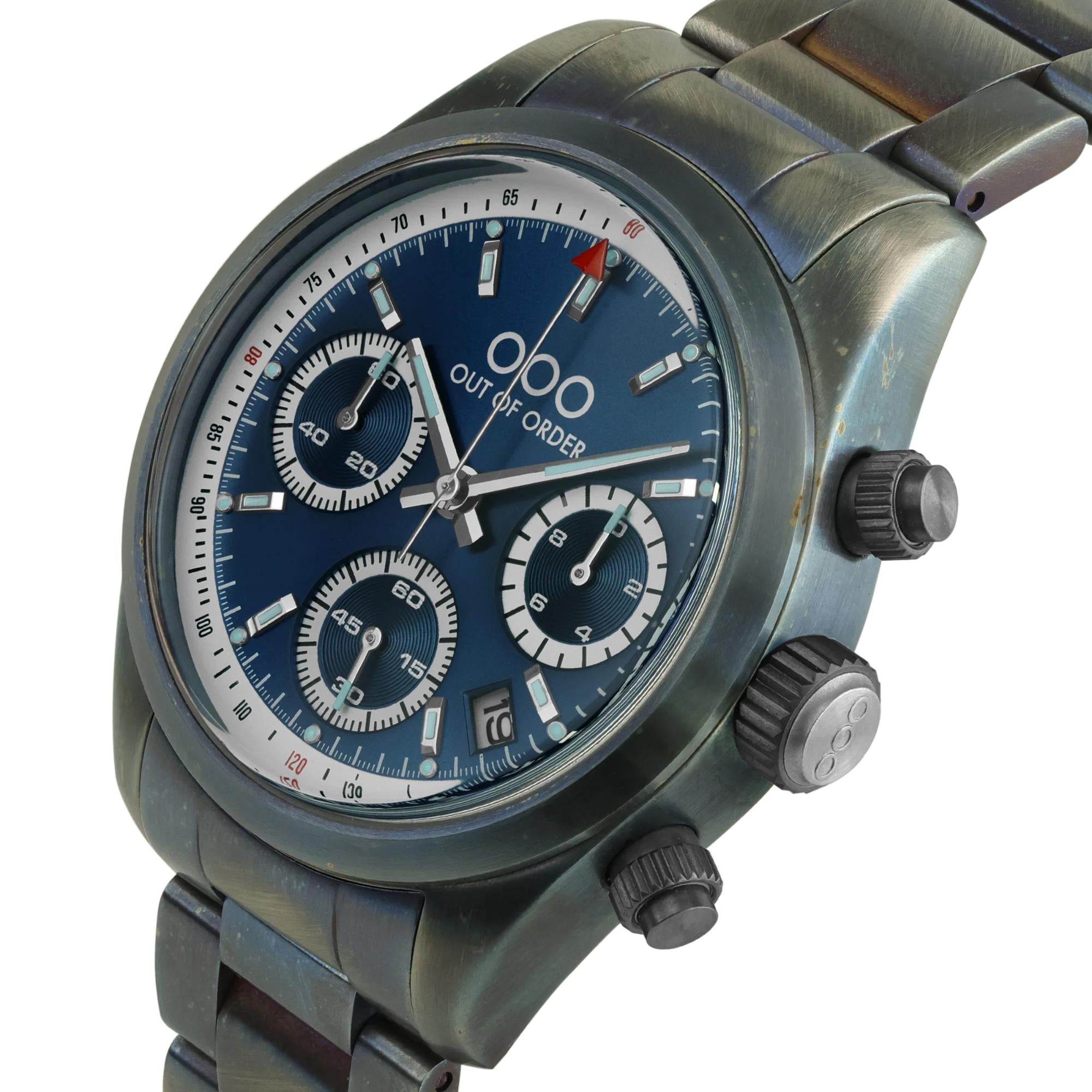 Out of Order Sporty Cronografo Quartz Blue Dial Steel Strap Unisex Watch OOO.001-23.BL.AC