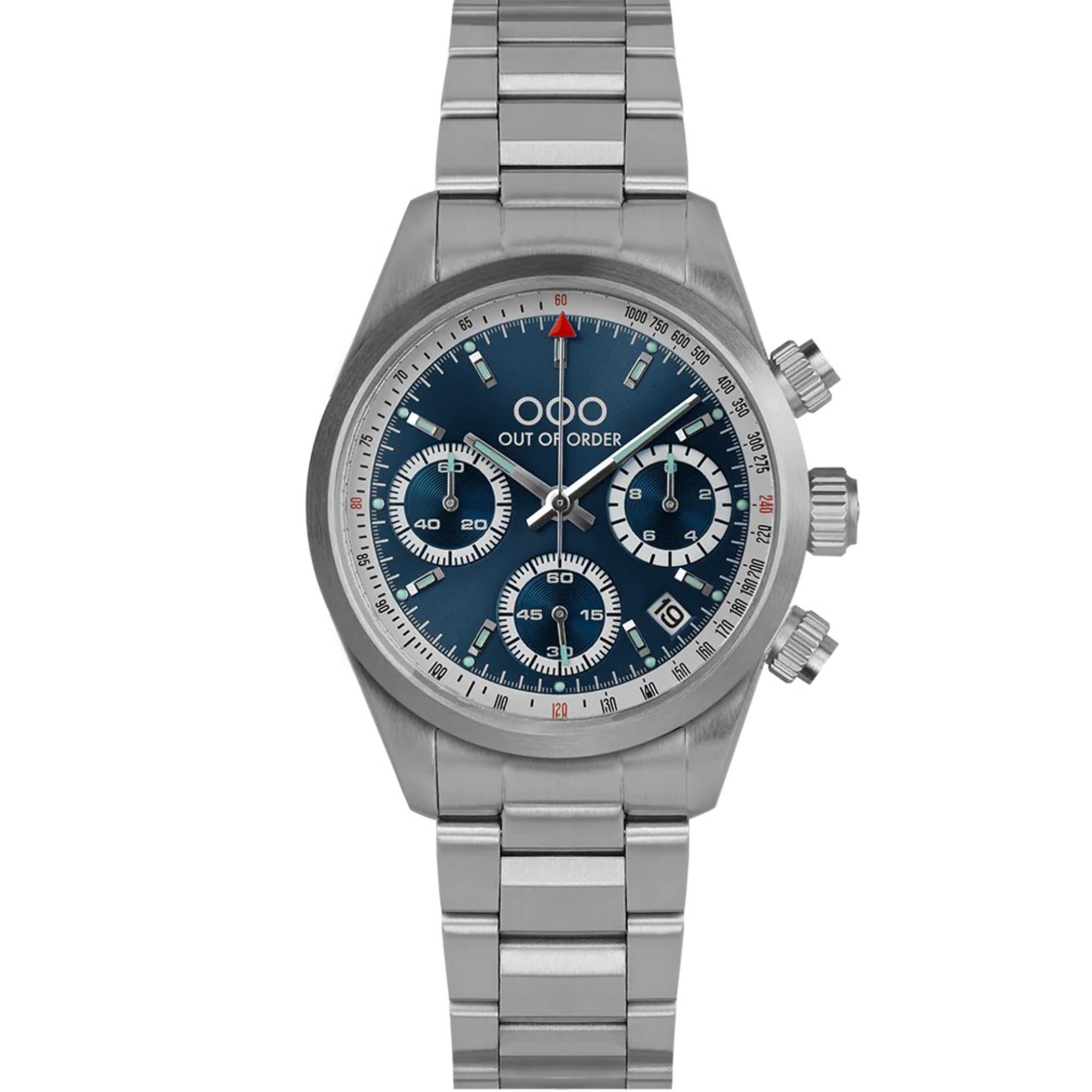 Out of Order Sporty Cronografo Ultra Brush Quartz Blue Dial Steel Strap Unisex Watch OOO.001-23.BL.AC.SS