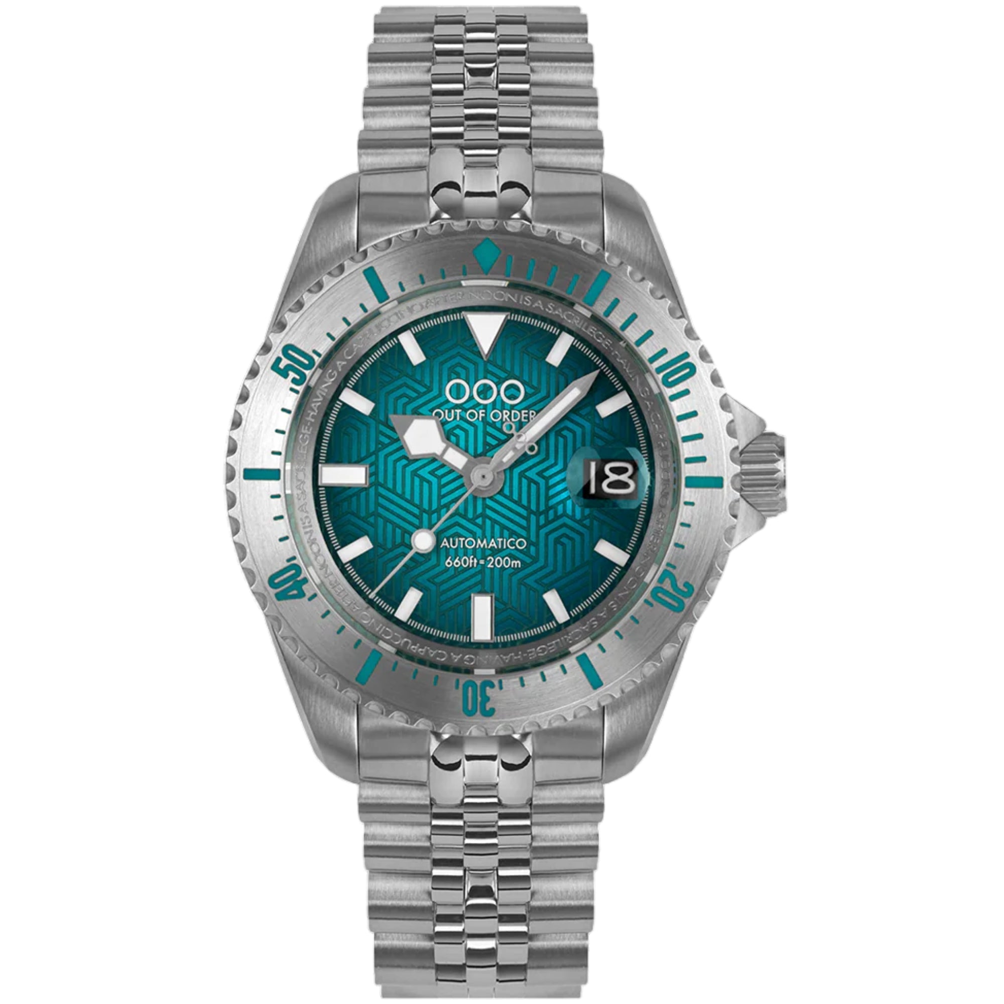 Out of Order Diverissimo Azteco Ottanio Aqua Green Dial Steel Strap Men's Watch OOO.001-32.OT