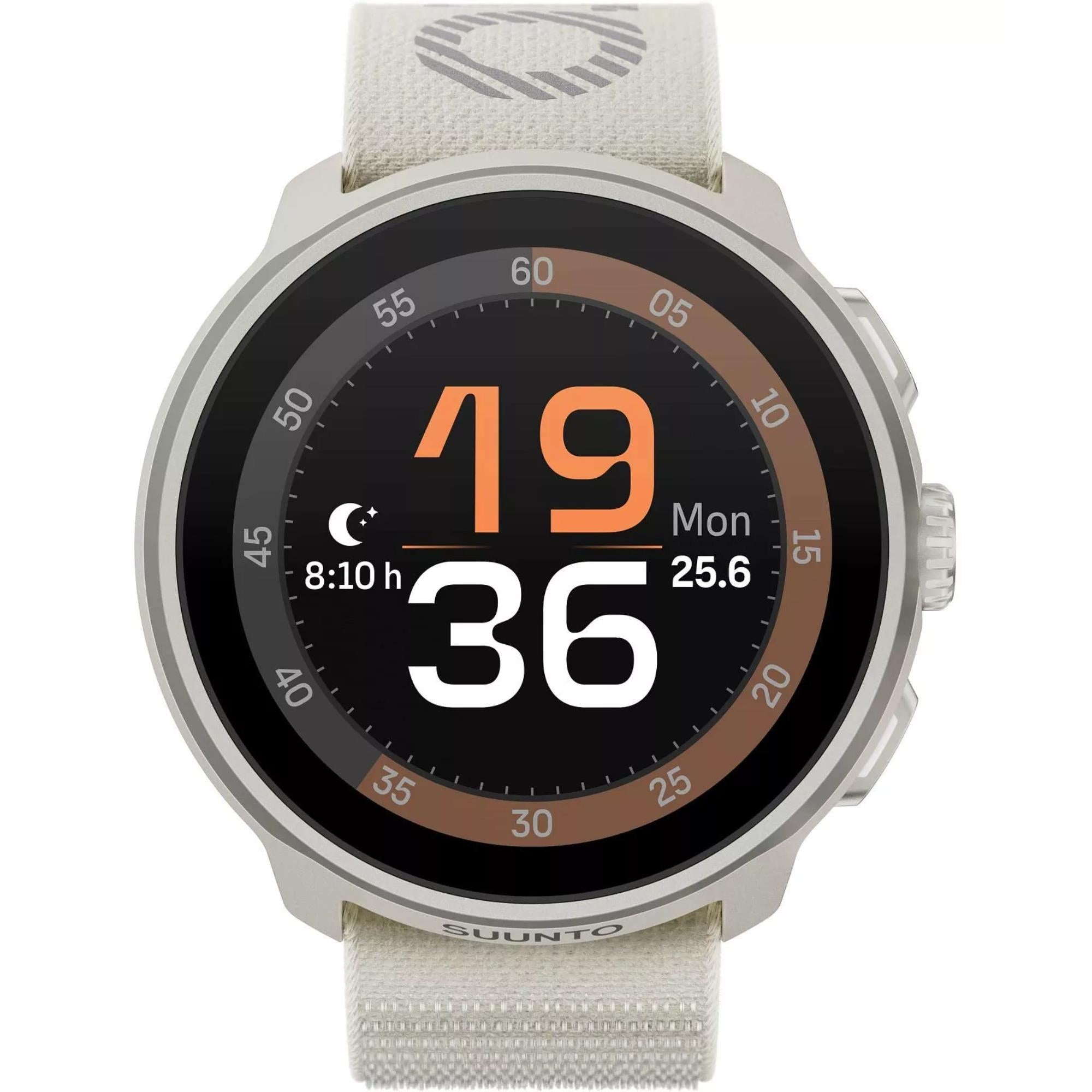 Suunto Run Frost Gray AMOLED Digital Textile Strap Unisex Smart Fitness Watch SS051110000