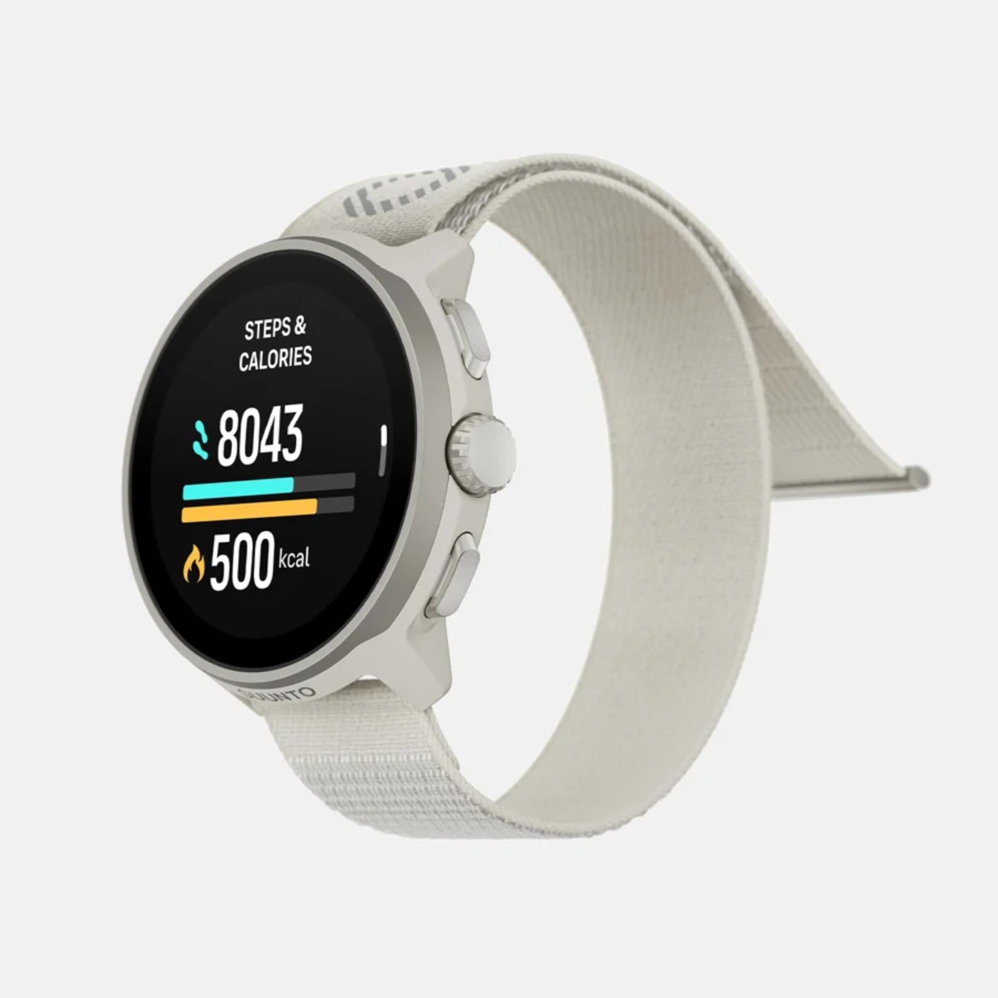 Suunto Run Frost Gray AMOLED Digital Textile Strap Unisex Smart Fitness Watch SS051110000
