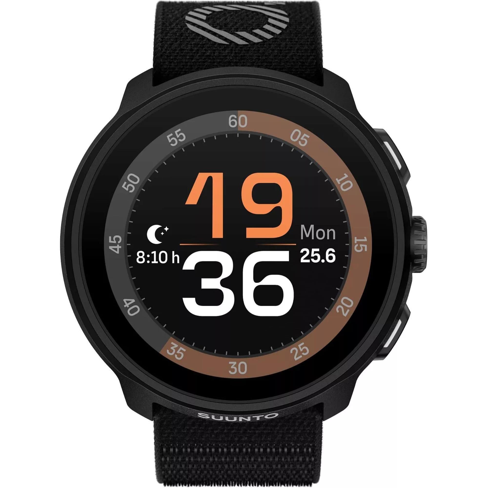 Suunto Run All Black Running AMOLED Digital Nylon Strap Unisex Smart Fitness Watch SS051109000