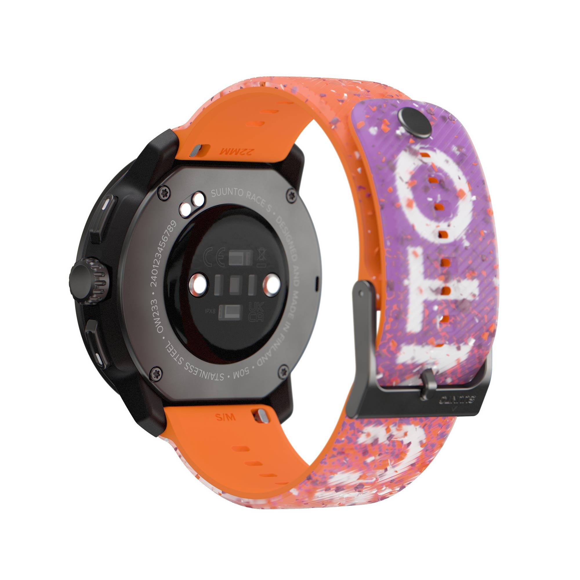 Suunto Race S Power Orange AMOLED Digital Silicone Strap Unisex Smart Fitness Watch SS051016000
