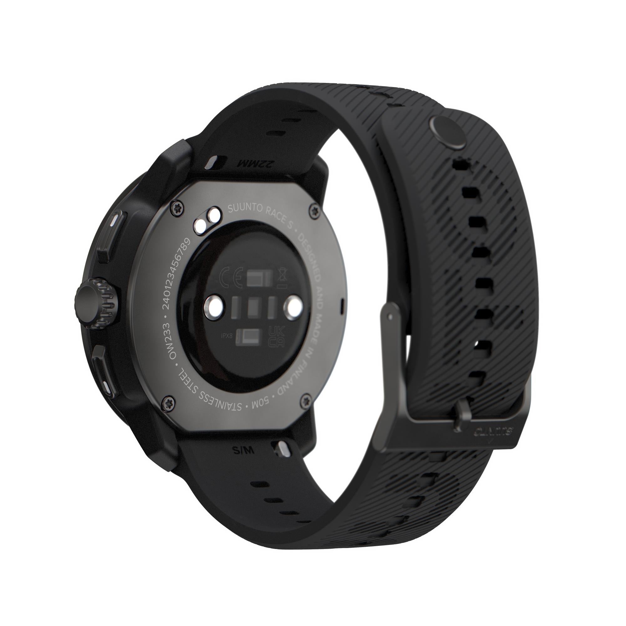 Suunto Race S All Black AMOLED Digital Silicone Strap Unisex Smart Fitness Watch SS051013000