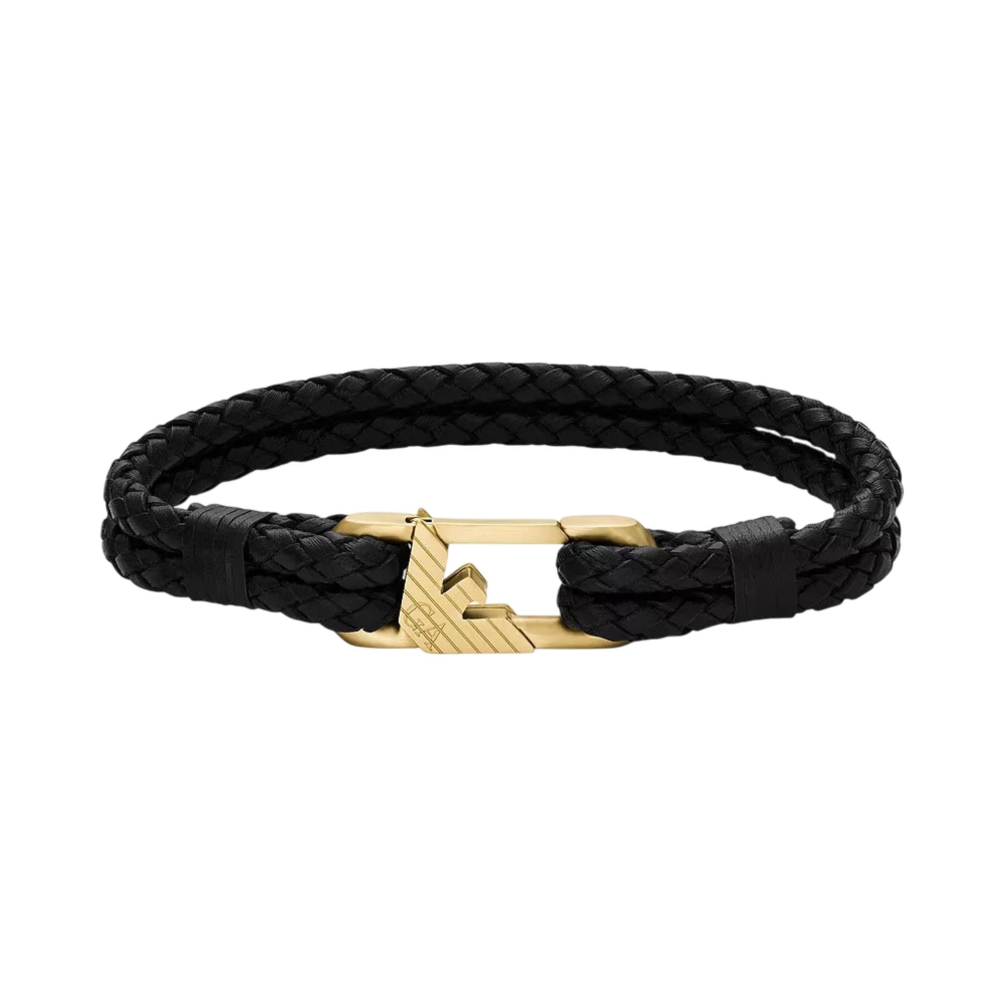 Emporio Armani Black Leather ID Men's Bracelet EGS3245710