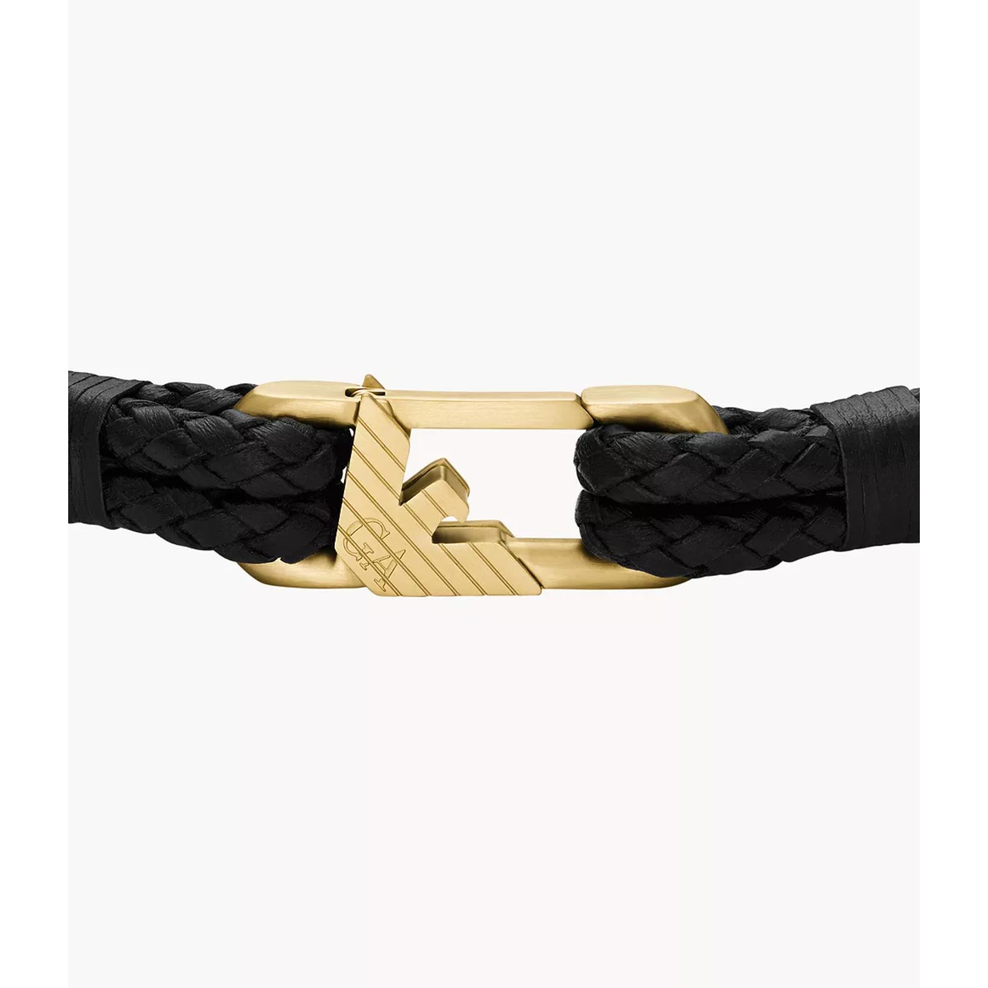 Emporio Armani Black Leather ID Men's Bracelet EGS3245710