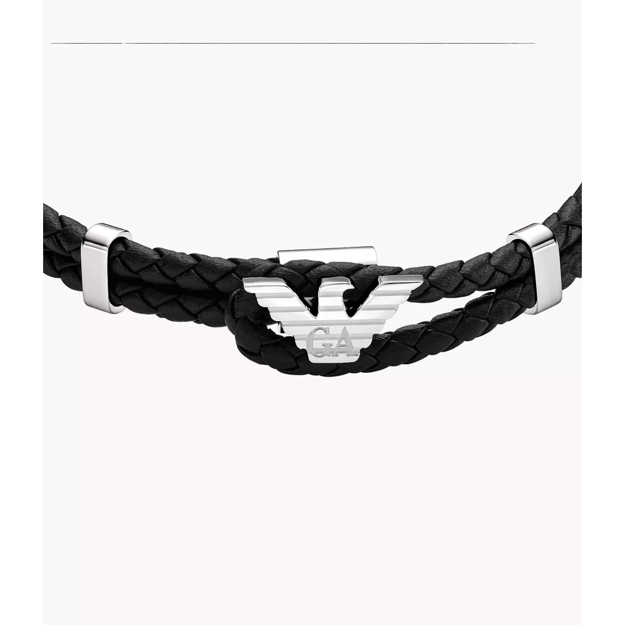 Emporio Armani Black Leather ID Men's Bracelet EGS3237040