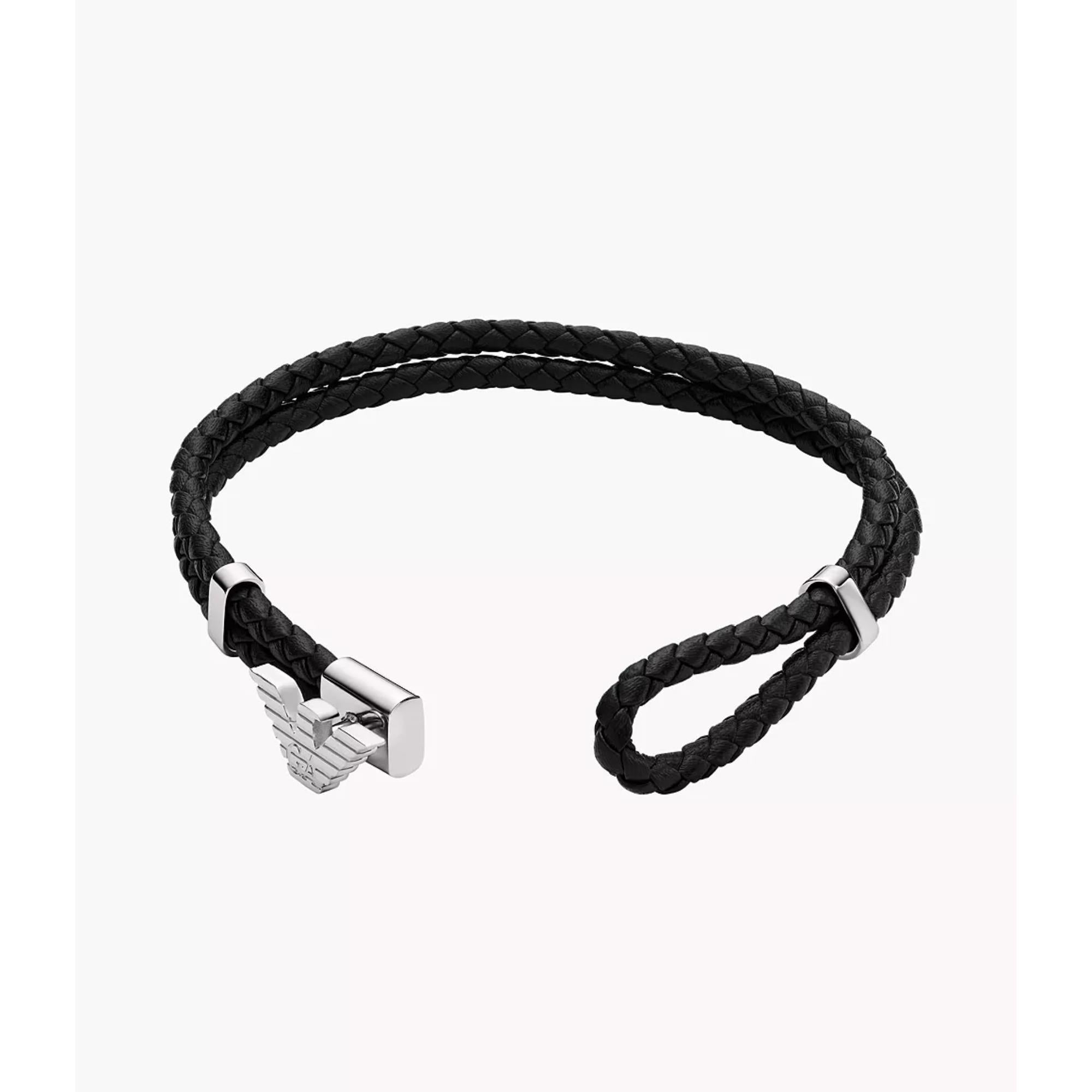 Emporio Armani Black Leather ID Men's Bracelet EGS3237040