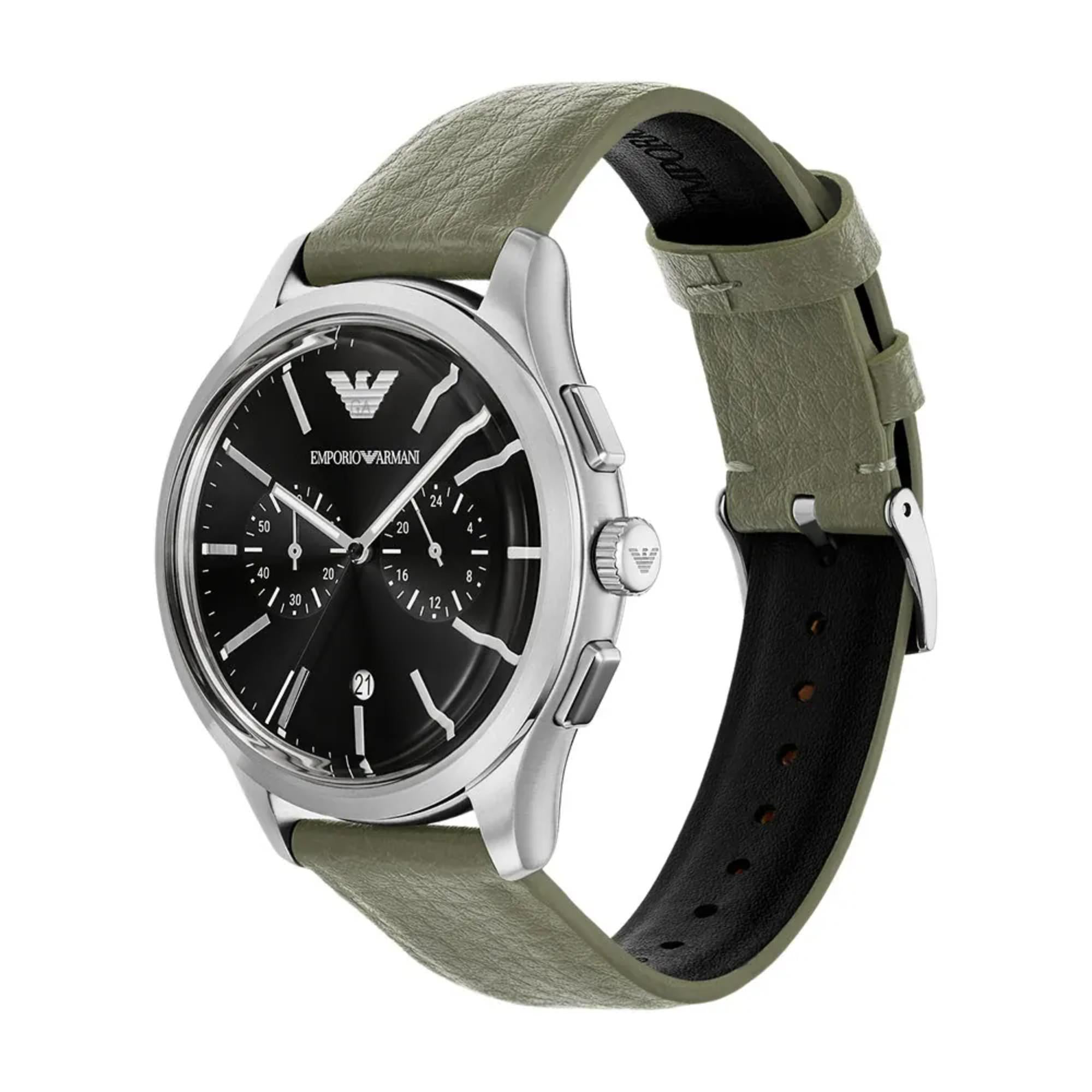 Emporio Armani Dario Chronograph Black Dial Rubber Strap Men's Watch AR11693