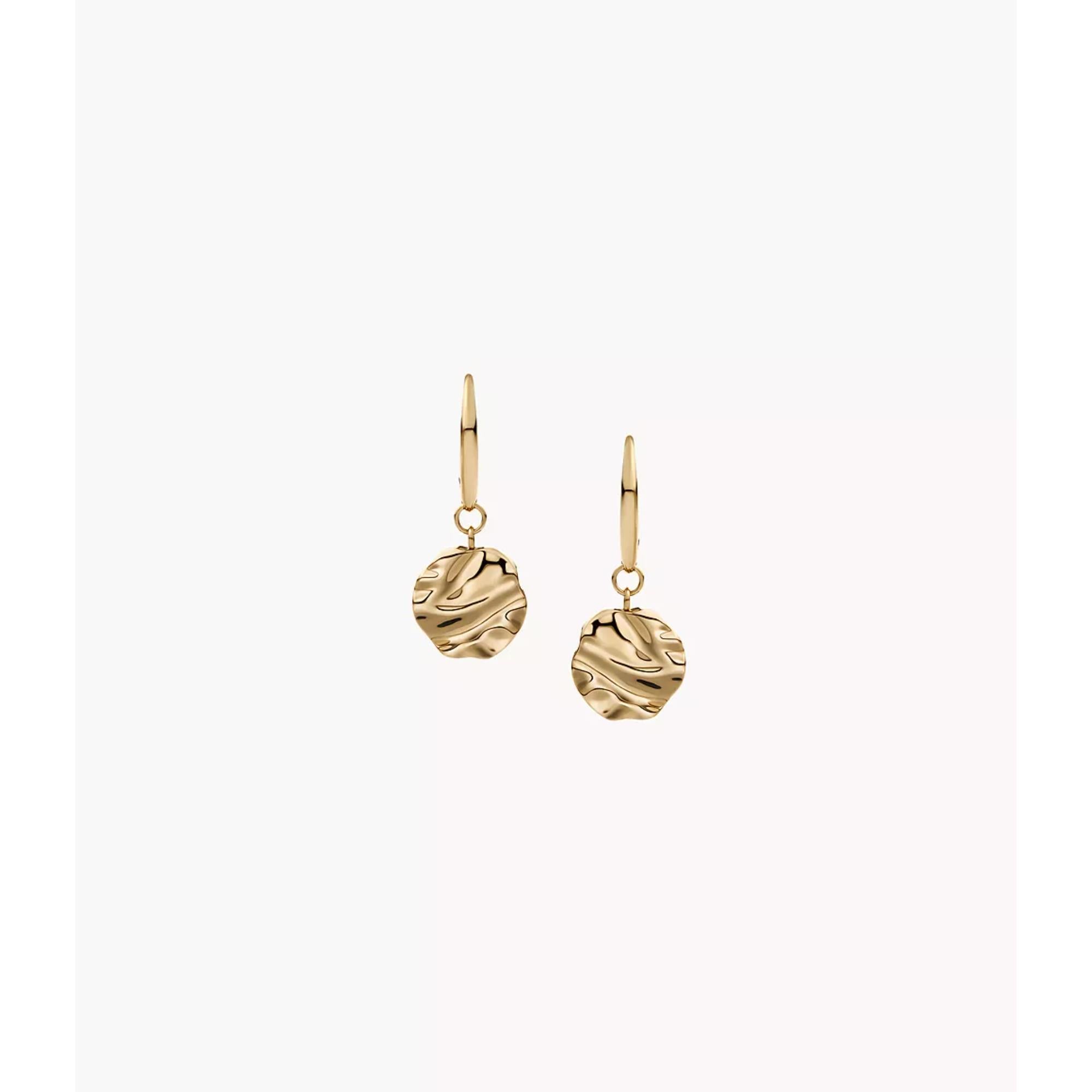 Skagen Moderne Stak Gold-Tone Stainless Steel Wave Medallion Drop Women's Earrings SKJ1883710