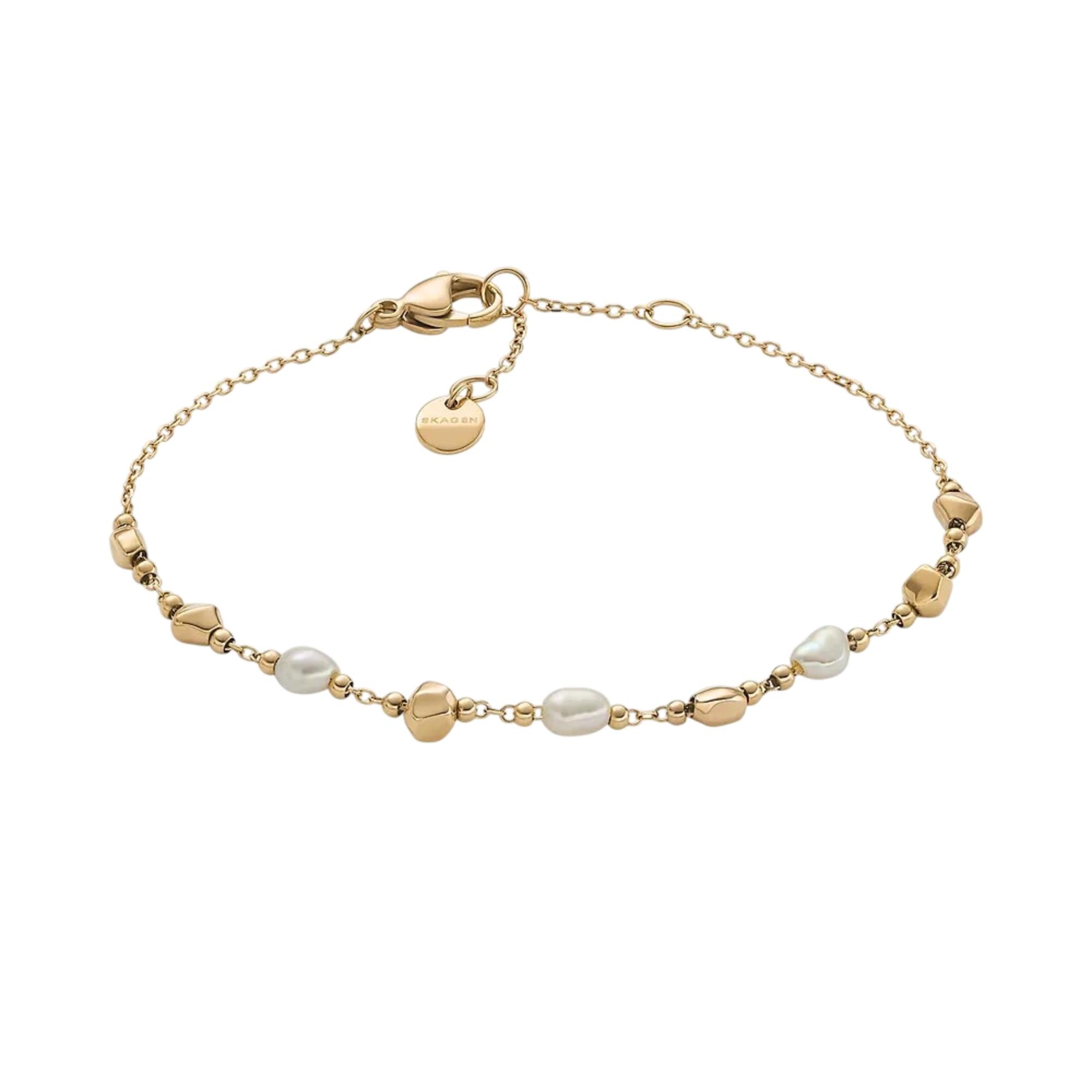 Skagen Agnethe Pearl Gold-Tone Stainless Steel Women's Bracelet SKJ1880710