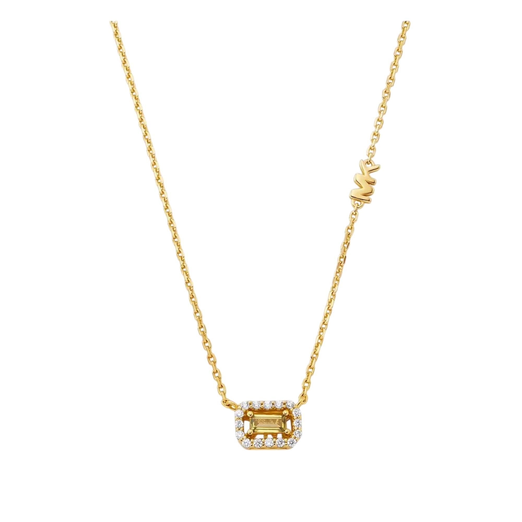 Michael Kors 14k Gold-Plated Sterling Silver Emerald Cut Pendant Women's Necklace MKC1835710