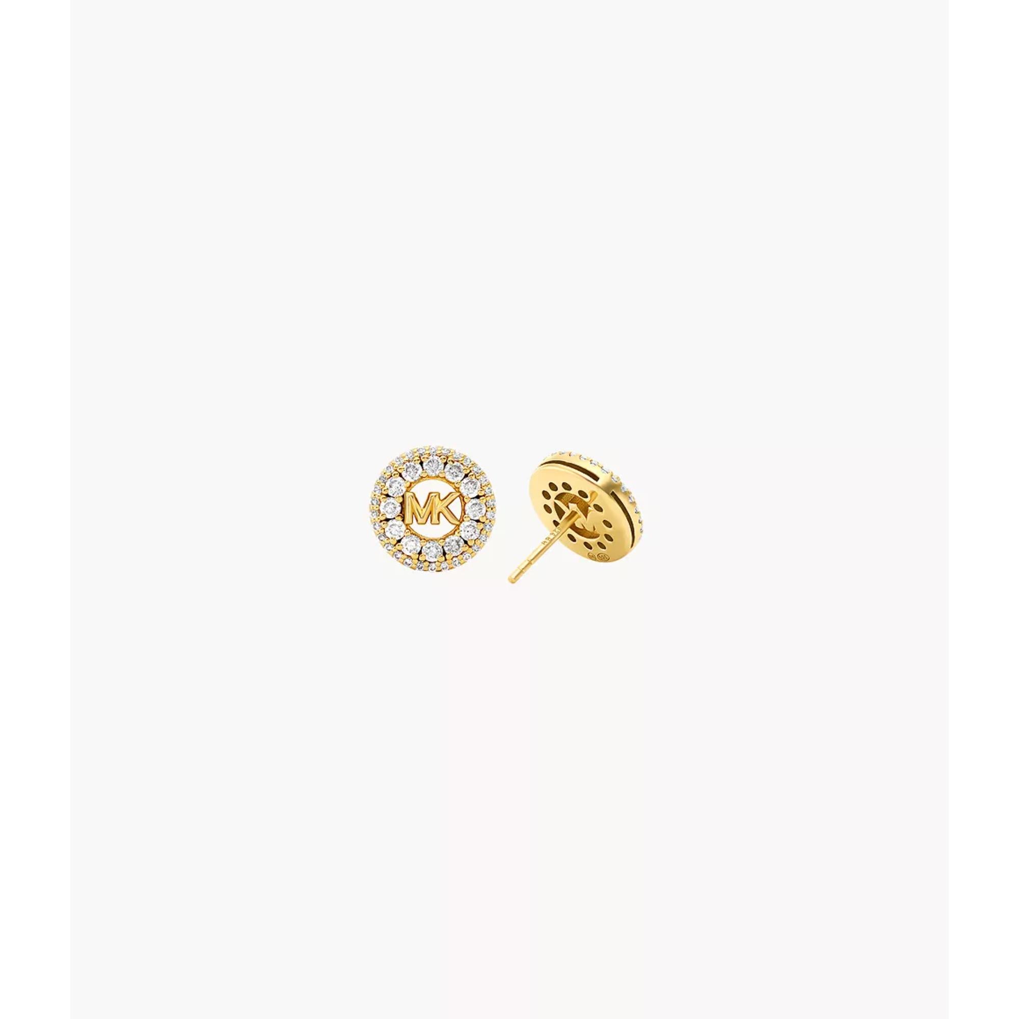 Michael Kors 14k Gold-Plated Sterling Silver Pavé Logo Stud Women's Earrings MKC1827710