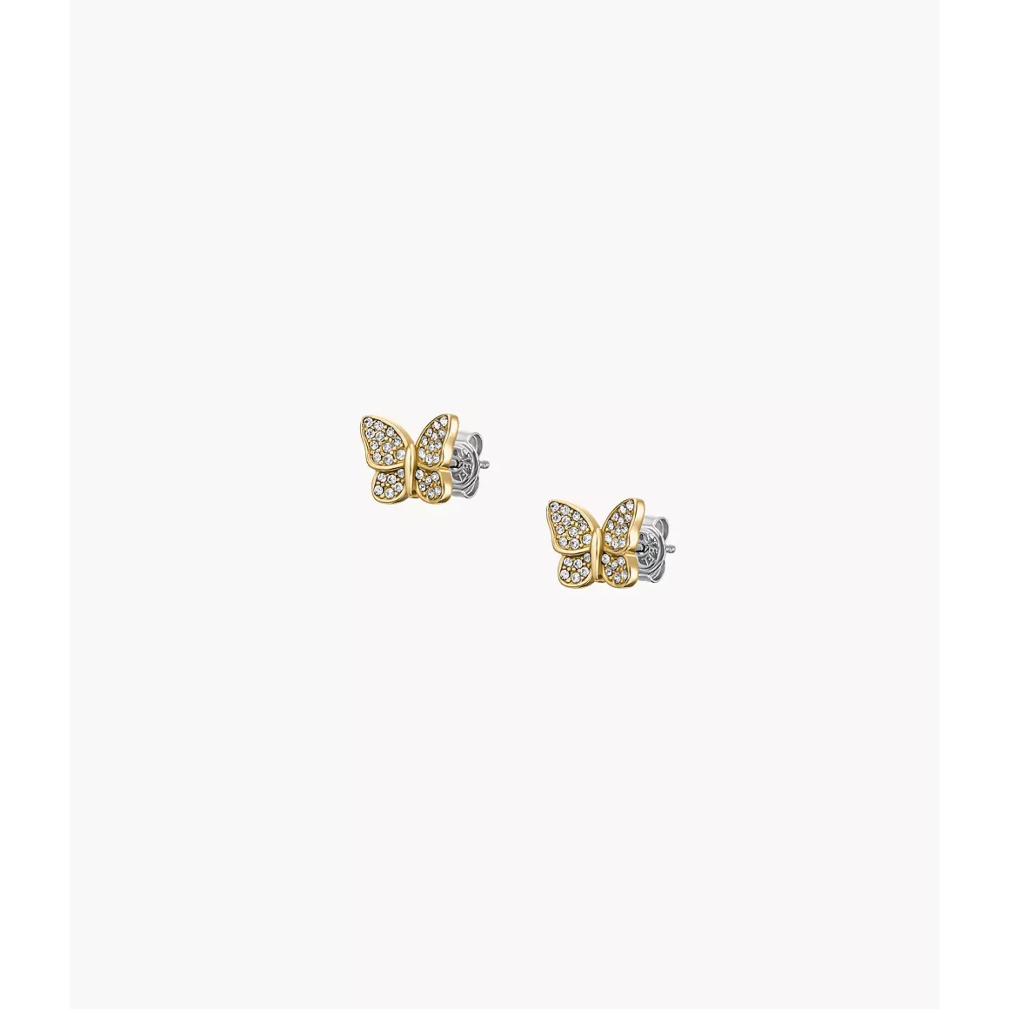 Fossil Sutton Pavé Butterfly Gold-Tone Stainless Steel Stud Women's Earrings JF04922710