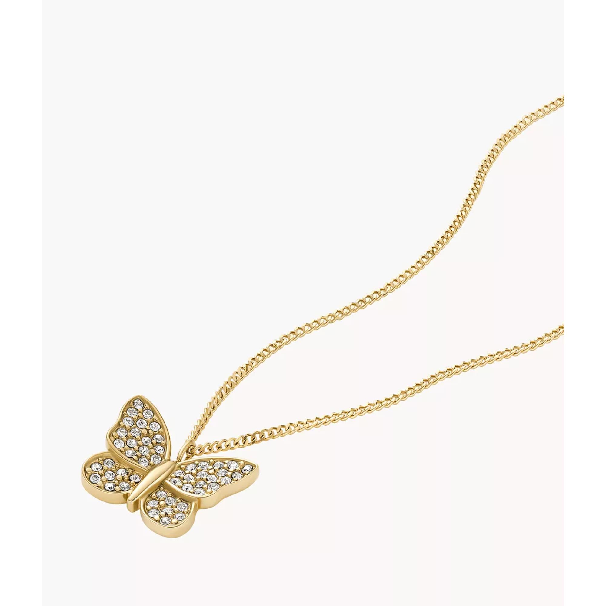 Fossil Sutton Pavé Butterfly Gold-Tone Women's Necklace JF04920710