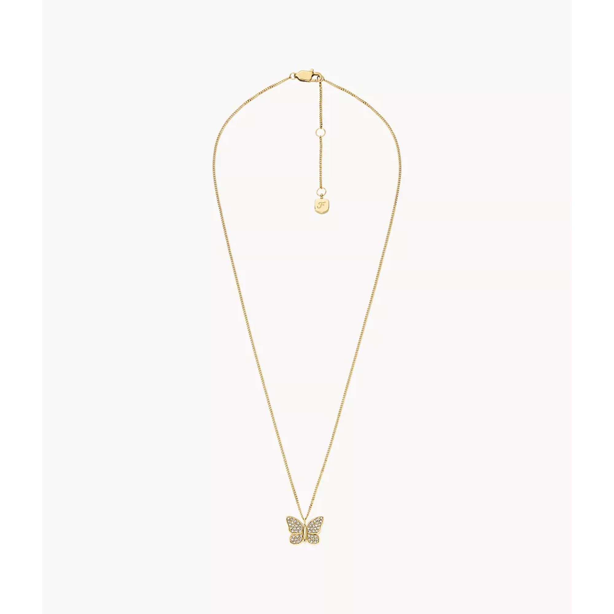Fossil Sutton Pavé Butterfly Gold-Tone Women's Necklace JF04920710