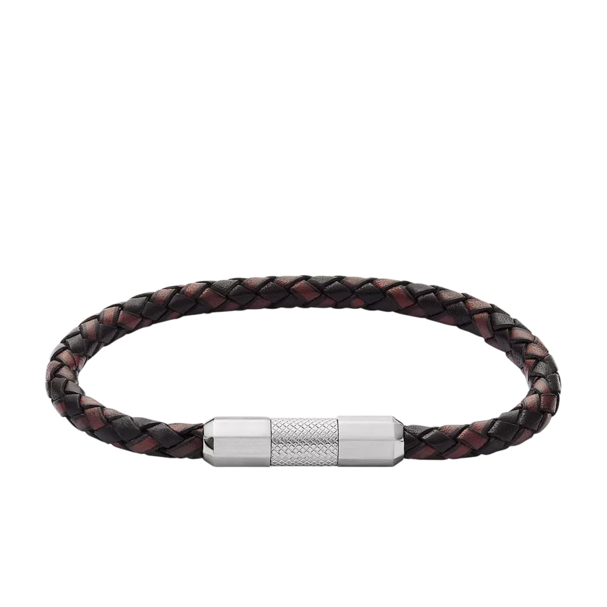 Fossil Knurled Texture Leather Men's Bracelet JF04918040