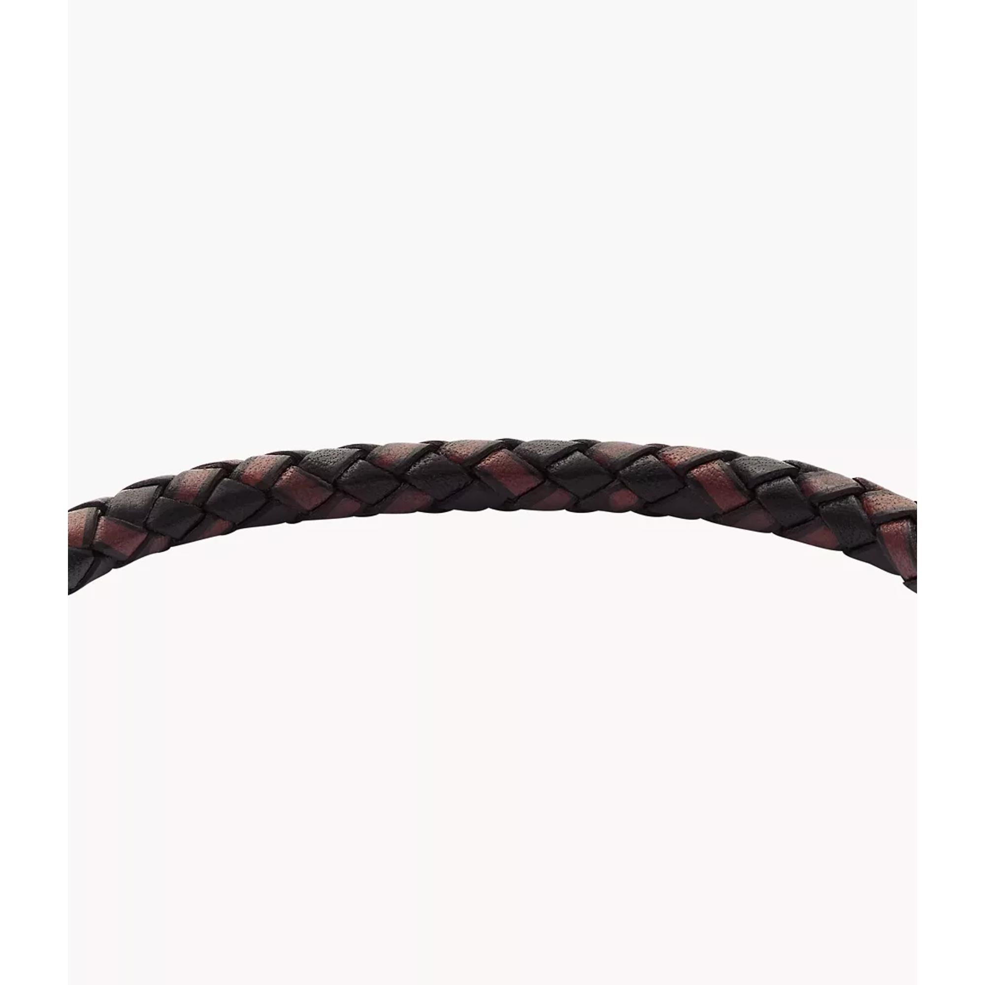Fossil Knurled Texture Leather Men's Bracelet JF04918040