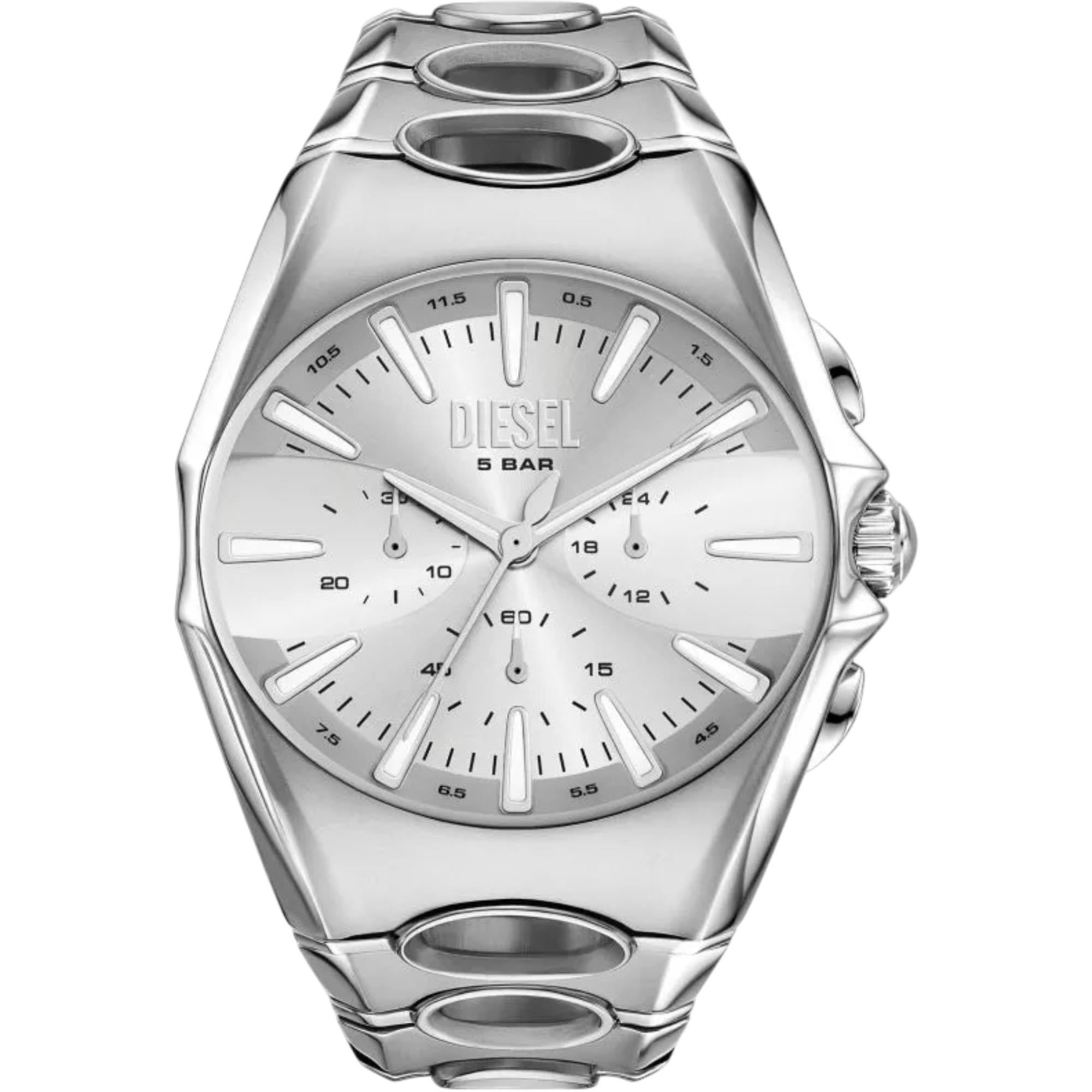 Diesel D-Curve Chronograph Quartz Silver Dial Steel Strap Men's Watch DZ4694