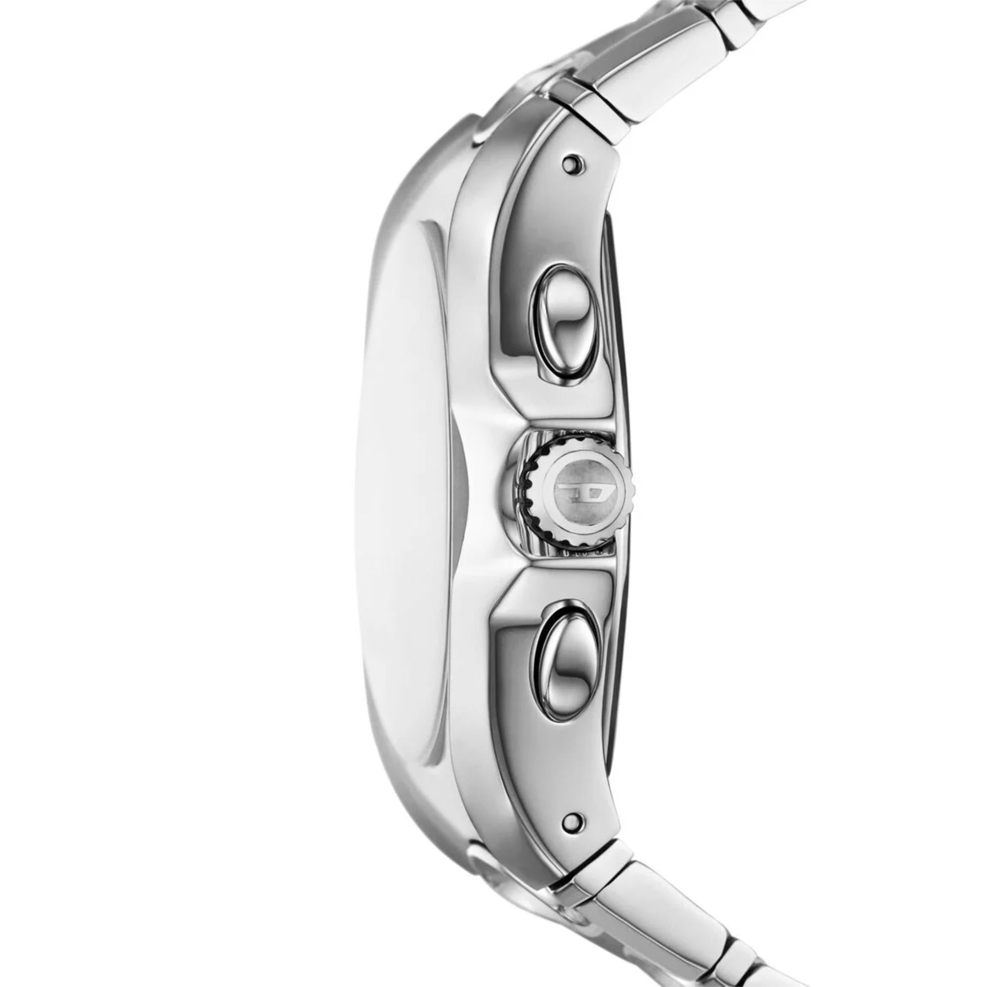Diesel D-Curve Chronograph Quartz Silver Dial Steel Strap Men's Watch DZ4694