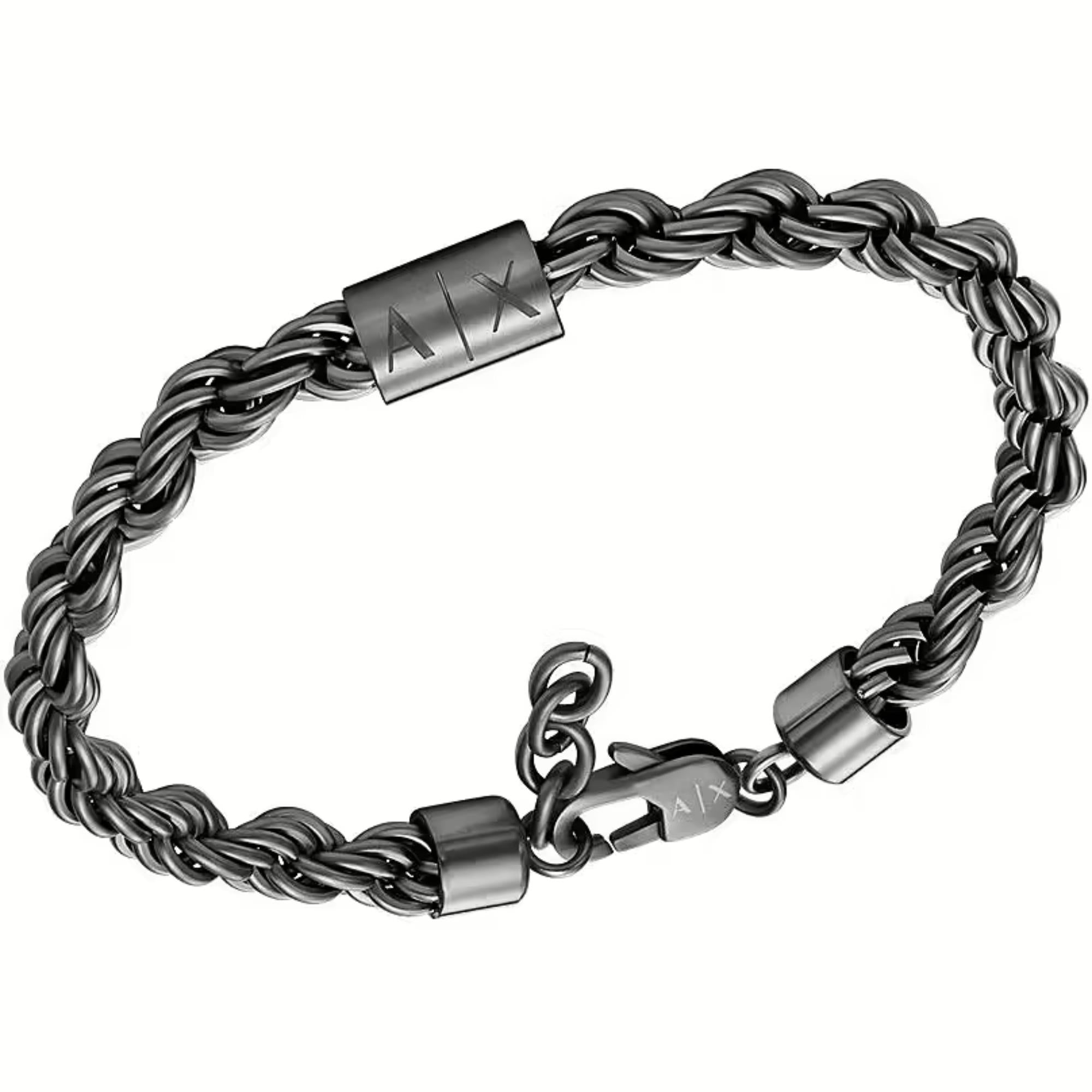 Armani Exchange Gunmetal Stainless Steel Chain Men's Bracelet AXG0164060