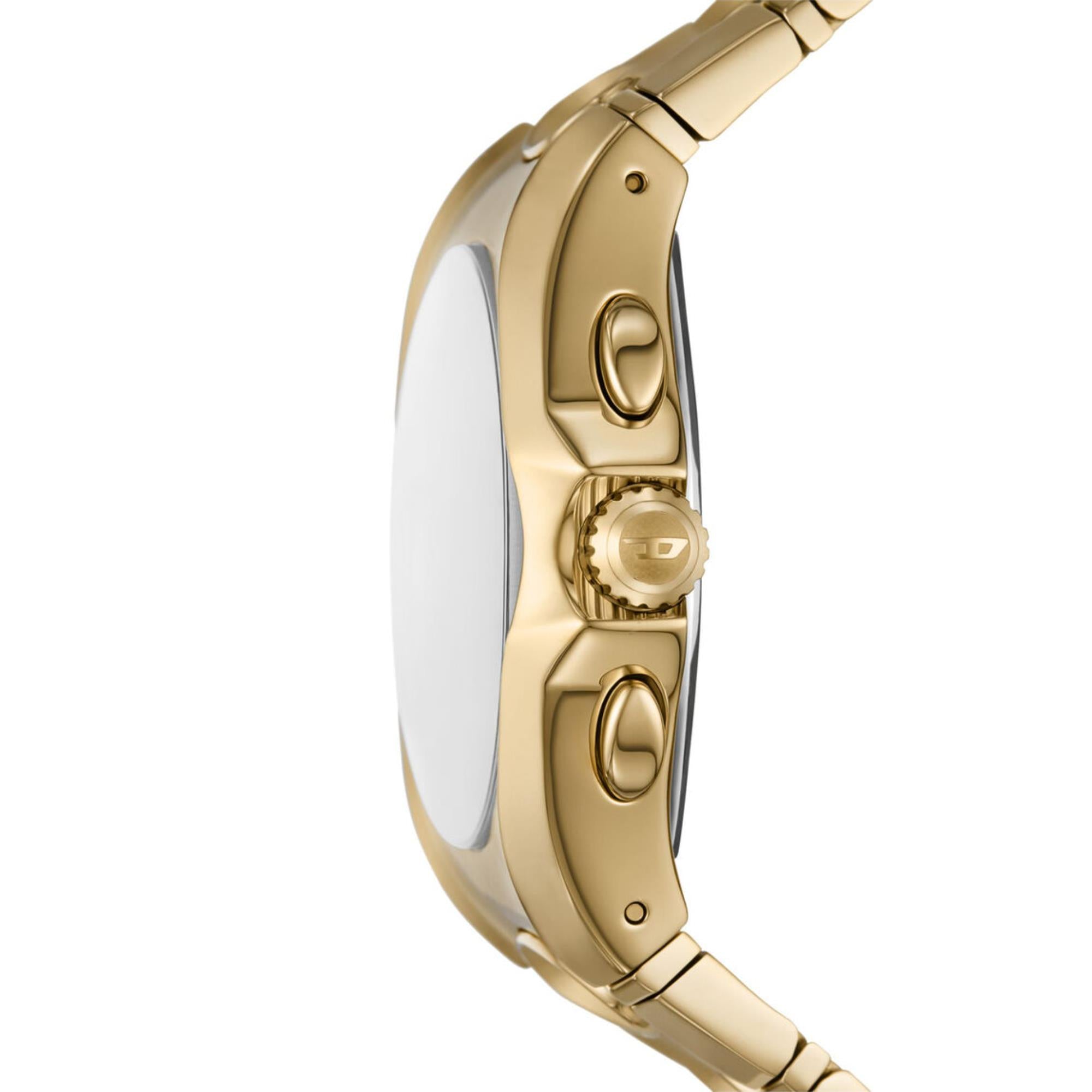 Diesel D-Curve Chronograph Quartz Gold Dial Steel Strap Men's Watch DZ4695