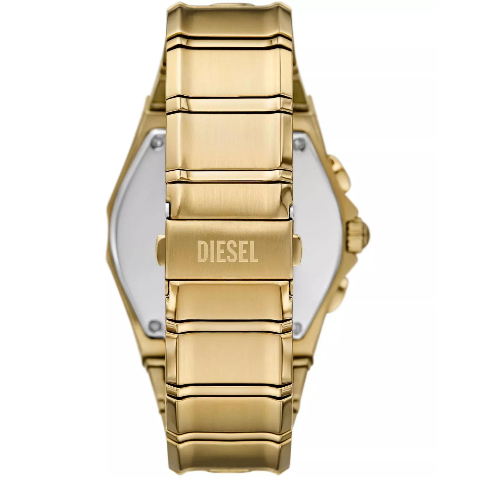 Diesel D-Curve Chronograph Quartz Gold Dial Steel Strap Men's Watch DZ4695