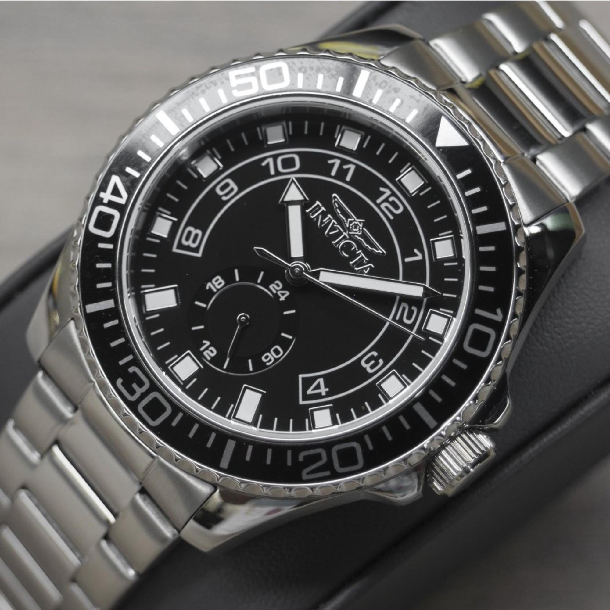 Invicta Pro Diver Quartz Black Dial Steel Strap Men's Watch 47125