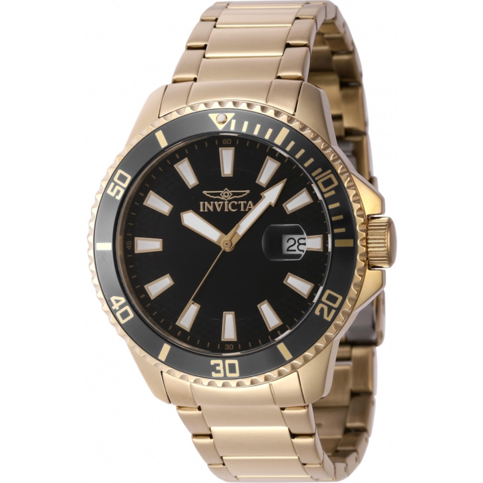 Invicta Pro Diver Quartz Gold Dial Steel Strap Men's Watch 46317
