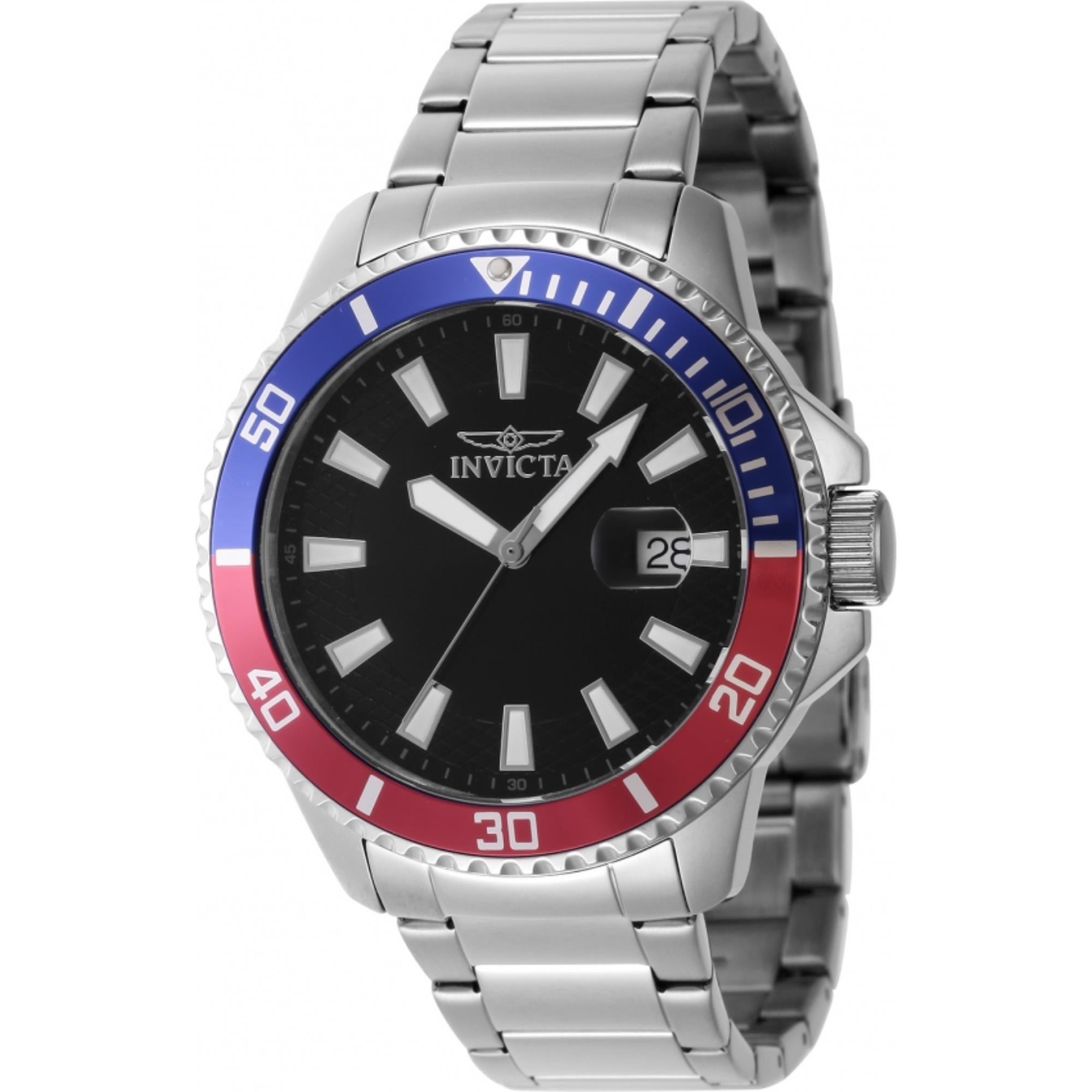 Invicta Pro Diver Quartz Black Dial Steel Strap Men's Watch 46316