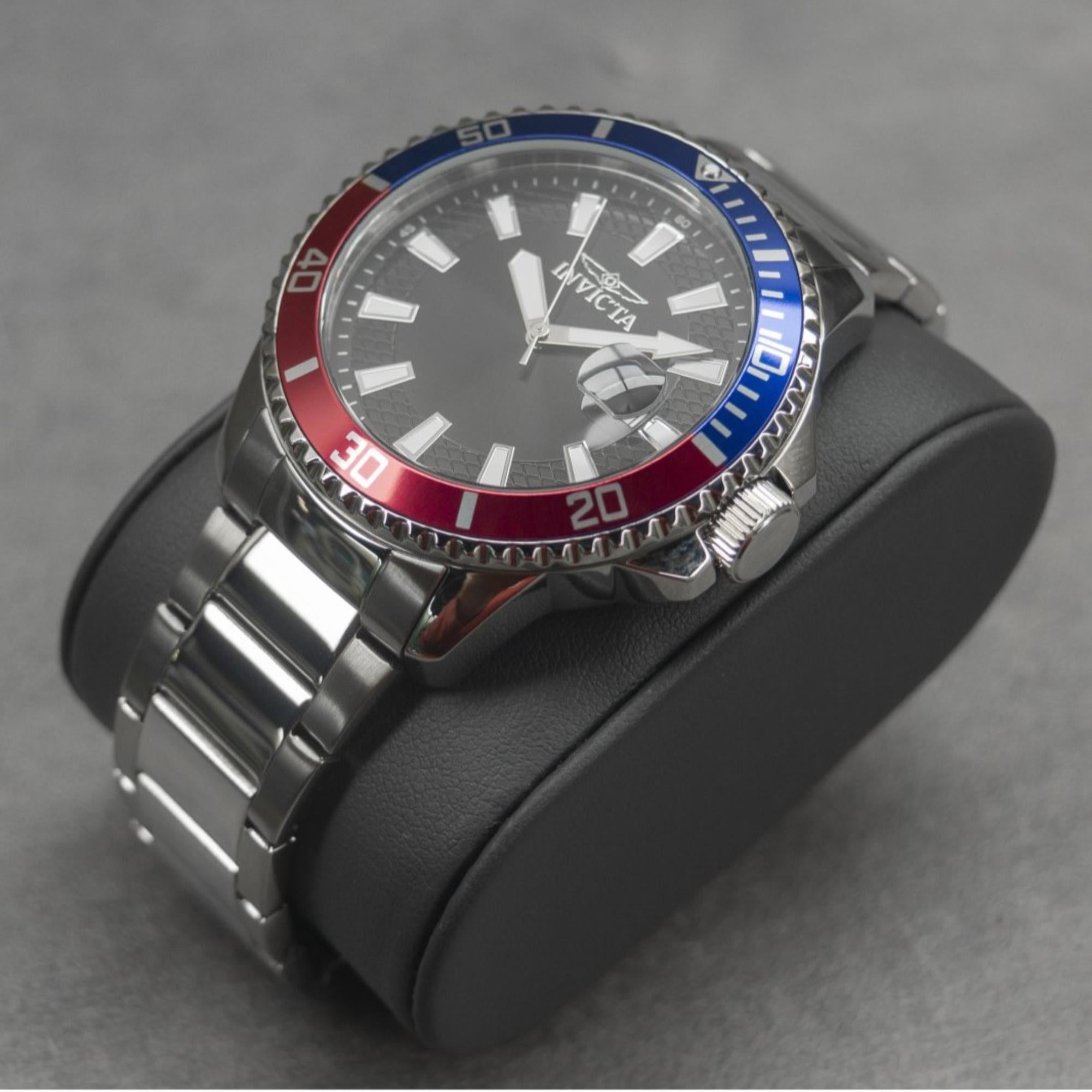 Invicta Pro Diver Quartz Black Dial Steel Strap Men's Watch 46316