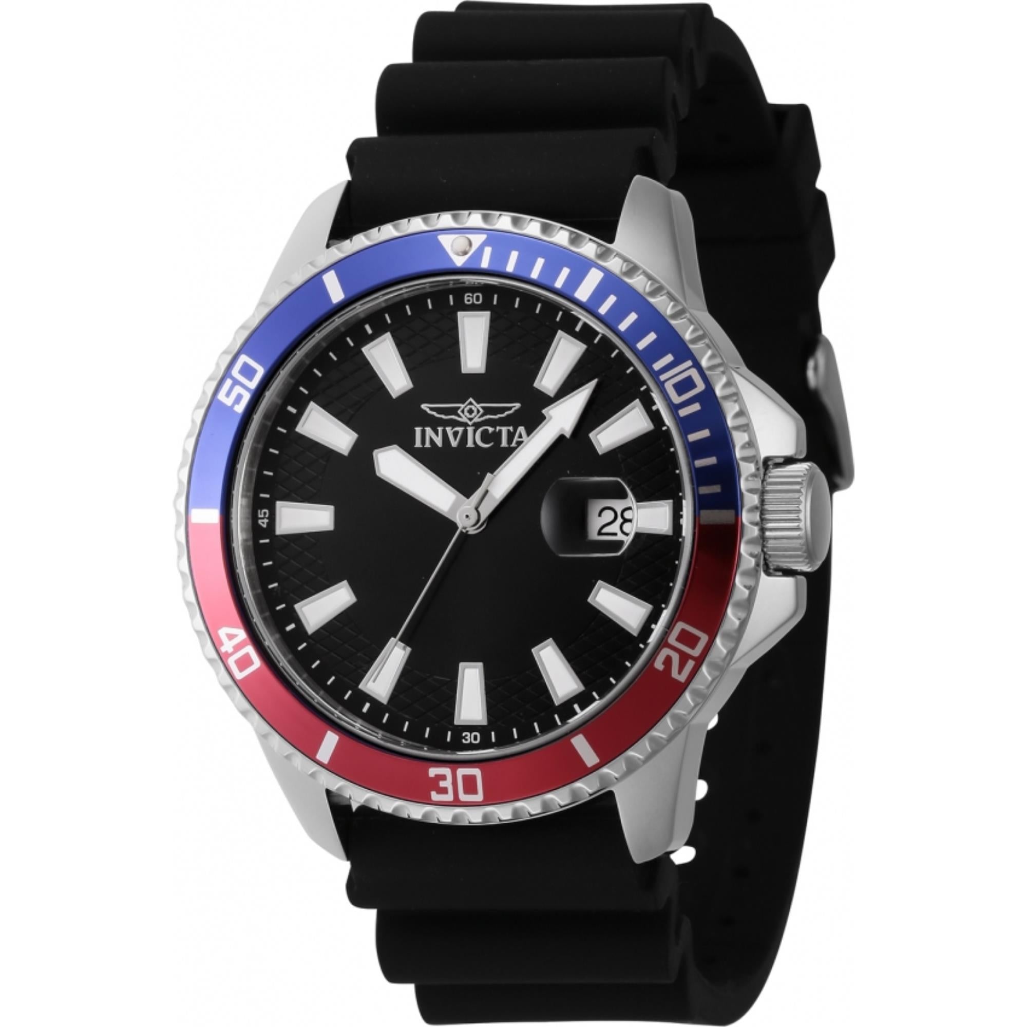 Invicta Pro Diver Quartz Black Dial Silicone Strap Men's Watch 46131