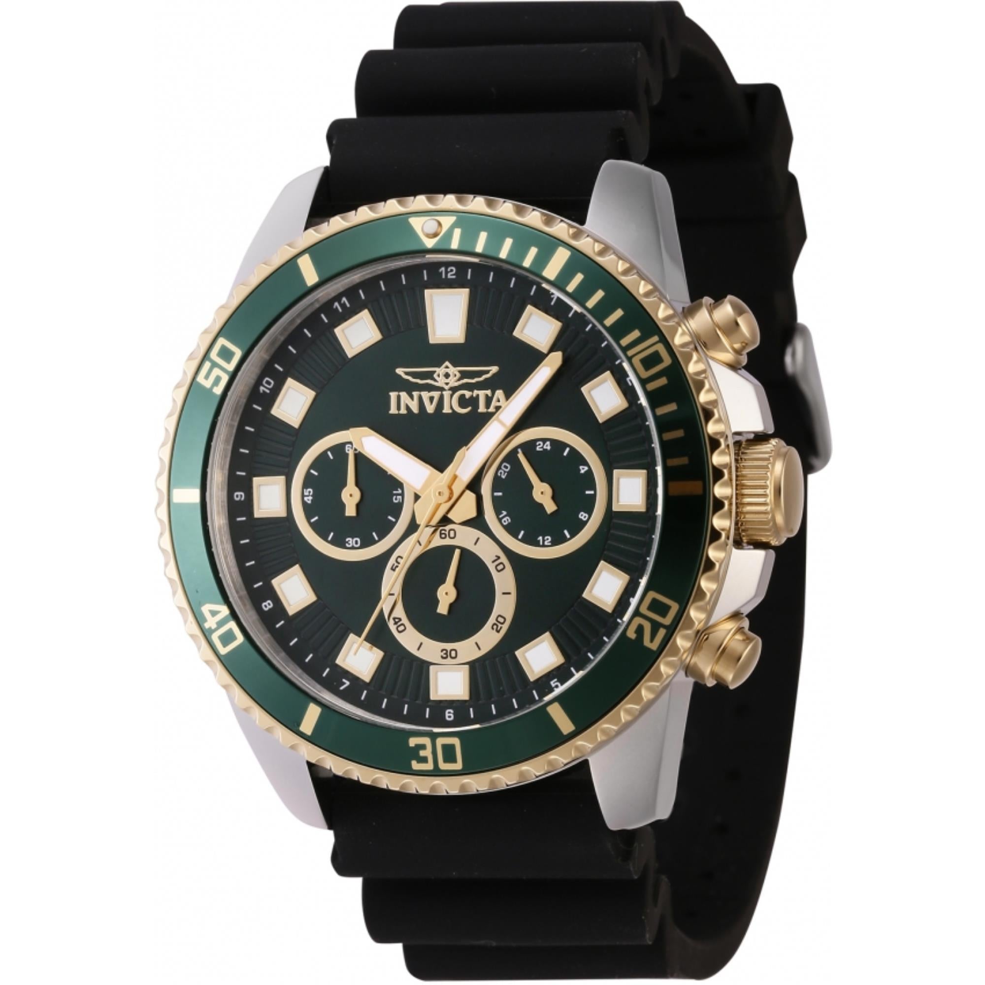 Invicta Pro Diver Quartz Chronograph Green Dial Silicone Strap Men's Watch 46127