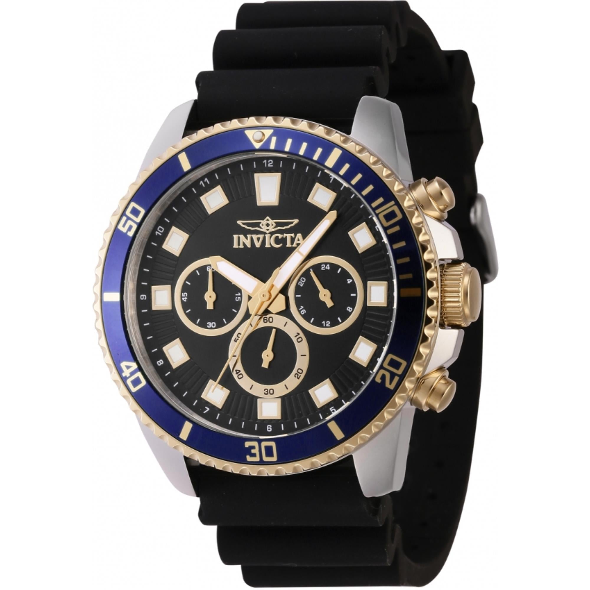 Invicta Pro Diver Quartz Chronograph Black Dial Silicone Strap Men's Watch 46121