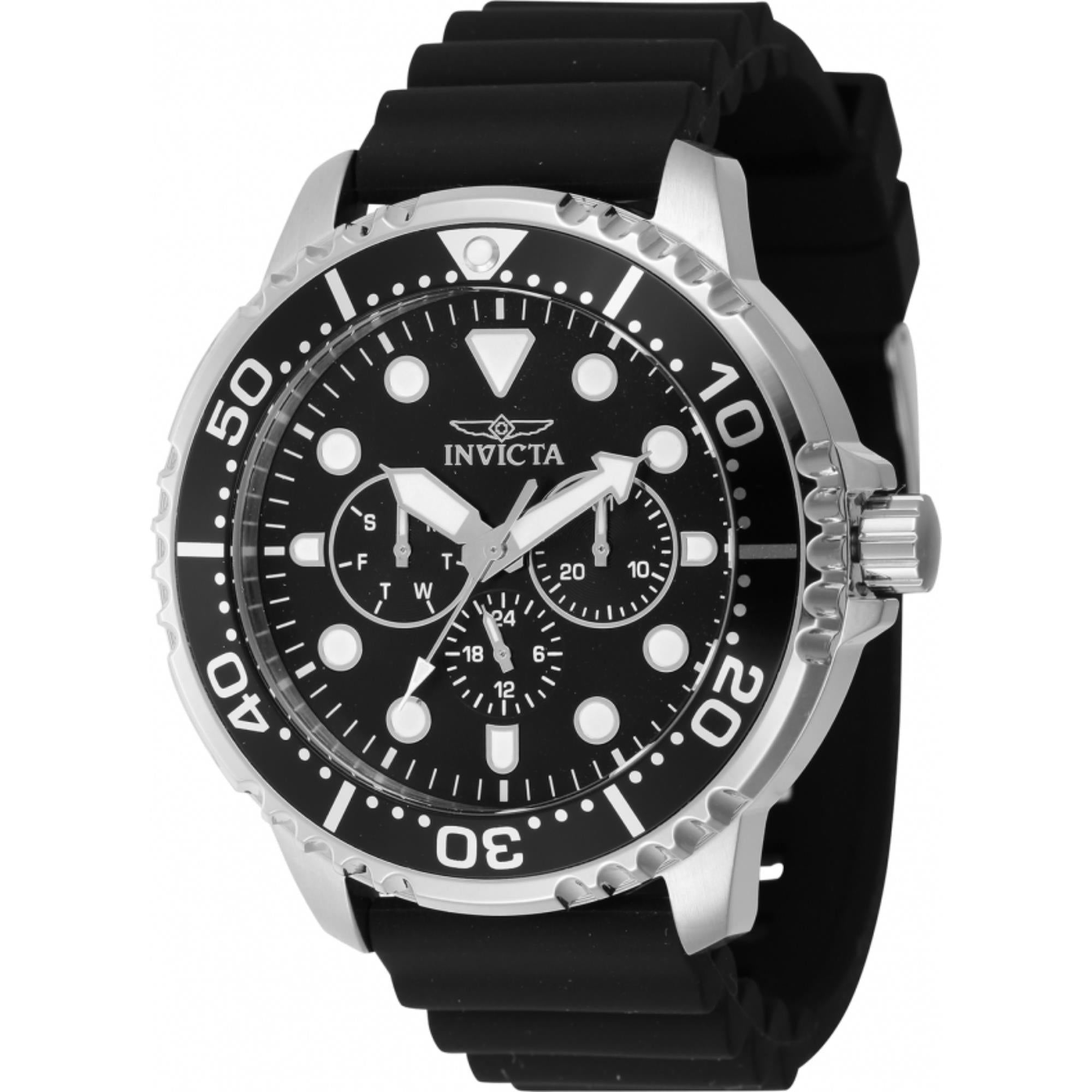 Invicta Pro Diver Quartz Chronograph Black Dial Silicone Strap Men's Watch 47234
